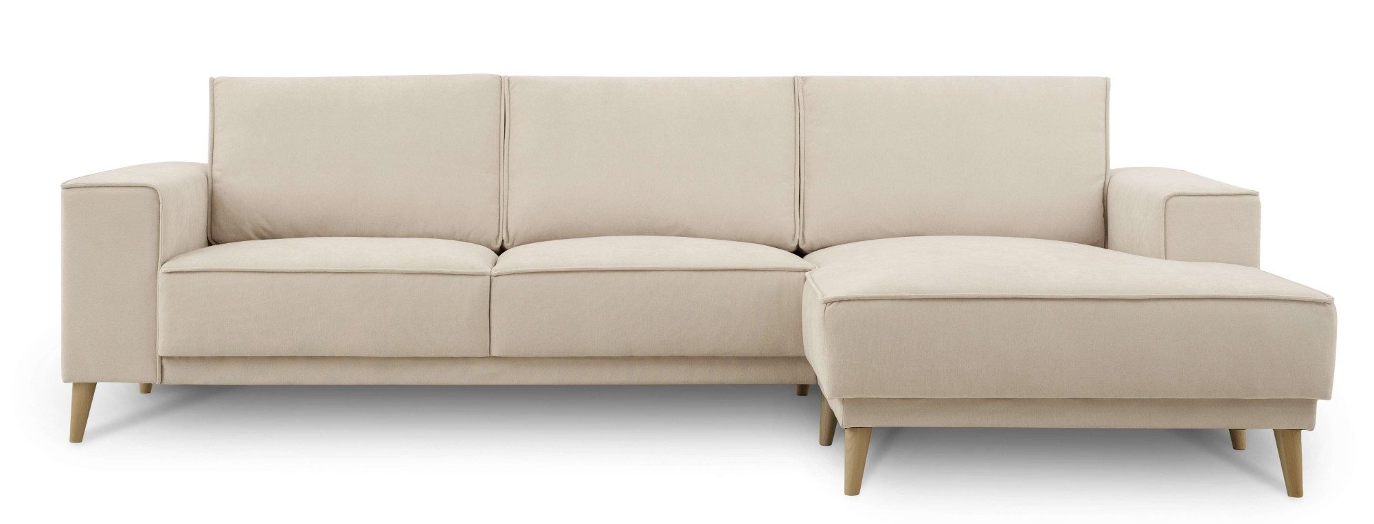 OTTO home Ecksofa Oland Skandi, weicher Chenille-Stoff, L-Form, 280 cm, Wellenunterfederung, Skandi-Design, Massivholzfüße