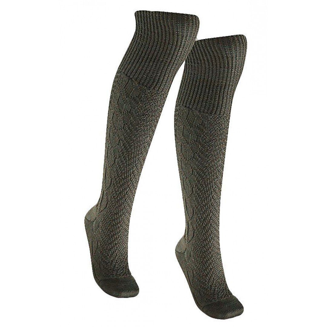 Trachtensocken Trachtenstrumpf Herren Trachtenstrümpfe Jagd Trachtenkniestrumpf Kniebundstrumpf Trachten Lederhosen-Strümpfe lang Wolle Grün-Oliv