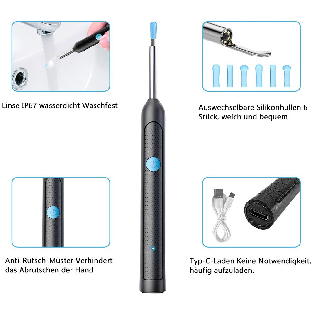 TUWENA Ohrenreiniger Ohrenschmalz Entferner Otoskop, Intelligenter Ohrenreiniger Mit Kamera