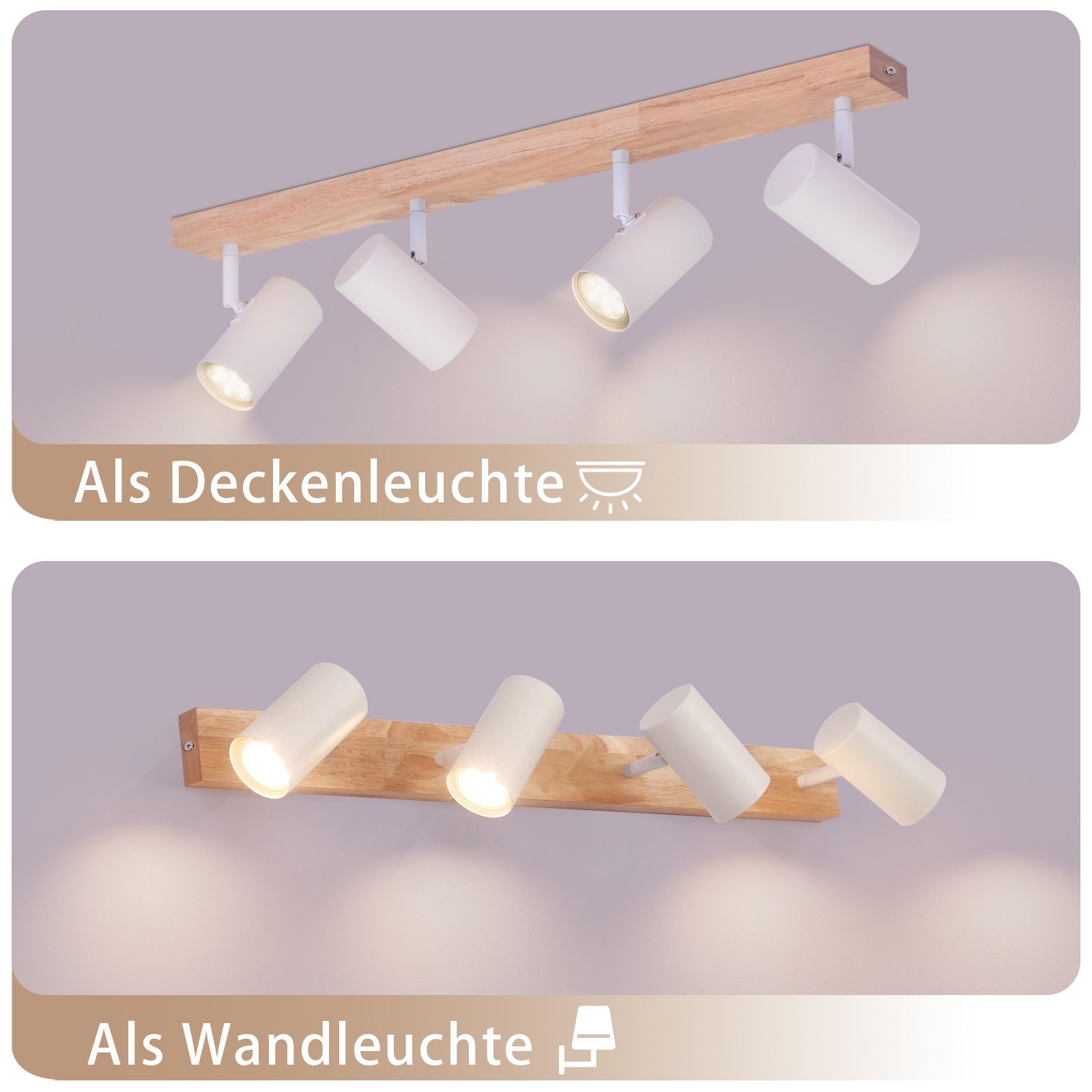ZMH Deckenstrahler 4 Flammig Holz - günstig online kaufen