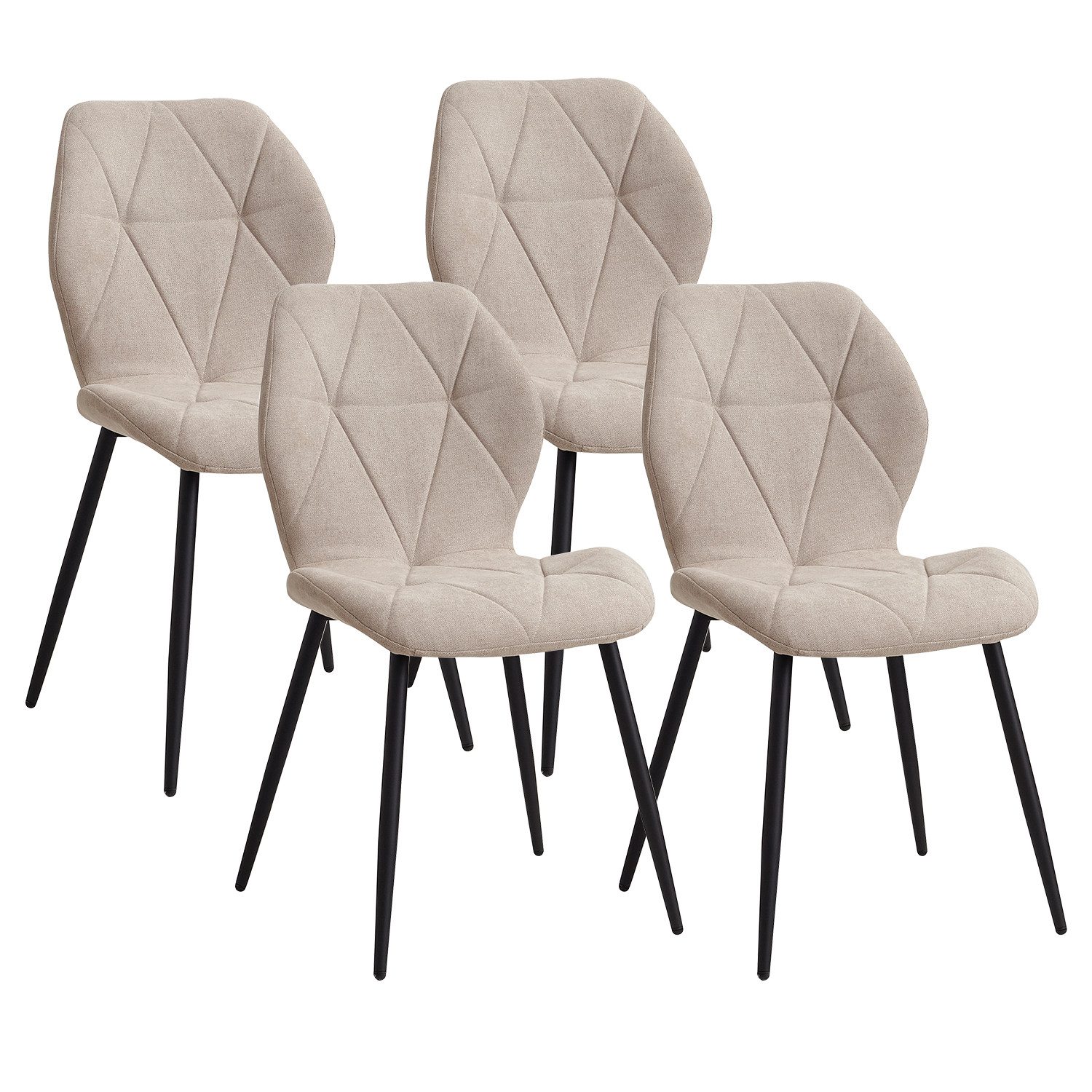 GrandCA HOME Esszimmerstuhl 4er-Set Esszimmerstühle, Küchenstuhl im skandinavischen Stil (4 St), 48 x 45.5 x 84 cm, Beige