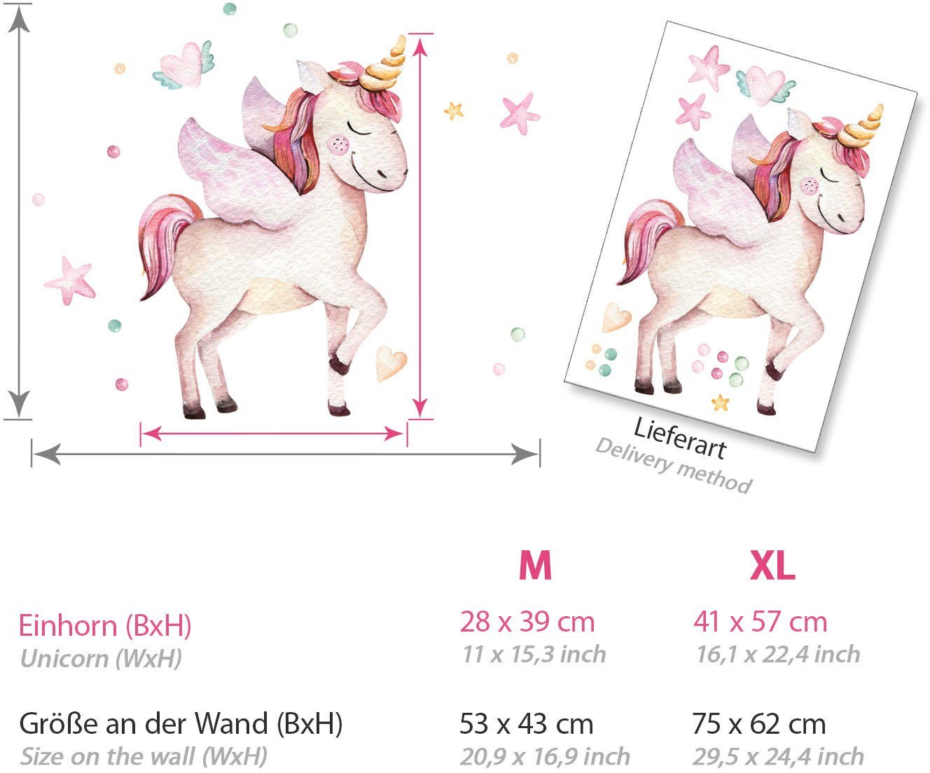 little DECO Wandtattoo »Little Deco Wandtattoo Einhorn & Herz mit Flügeln«-HomeTrends