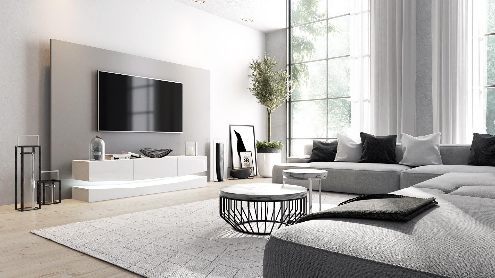 Vladon Lowboard City (TV-Kommode mit Sockelelement, 1 offenem Fach und 3 Sc günstig online kaufen