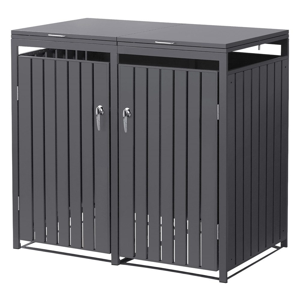 ML-DESIGN Mülltonnenbox Müllbox aus Stahl wetterfeste Mülltonnen Verkleidung Mülltonnengarage, Mülltonnencontainer mit Klappdeckel/Tür für 2 Tonne 120 oder 240 Liter