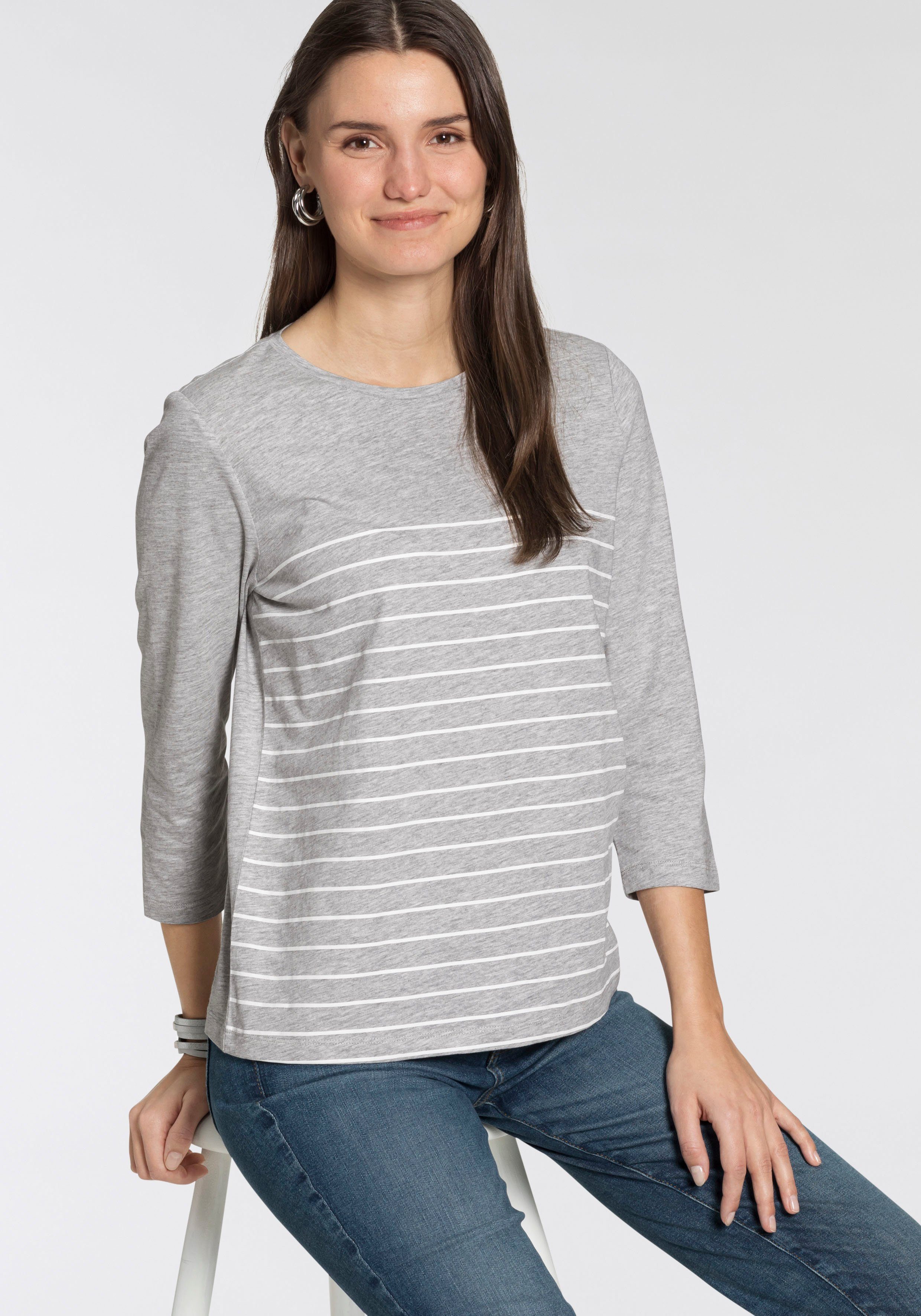 TOM TAILOR 3/4-Arm-Shirt (Packung, 2-tlg., 2er-Pack) im Doppel - immer Ringel + uni