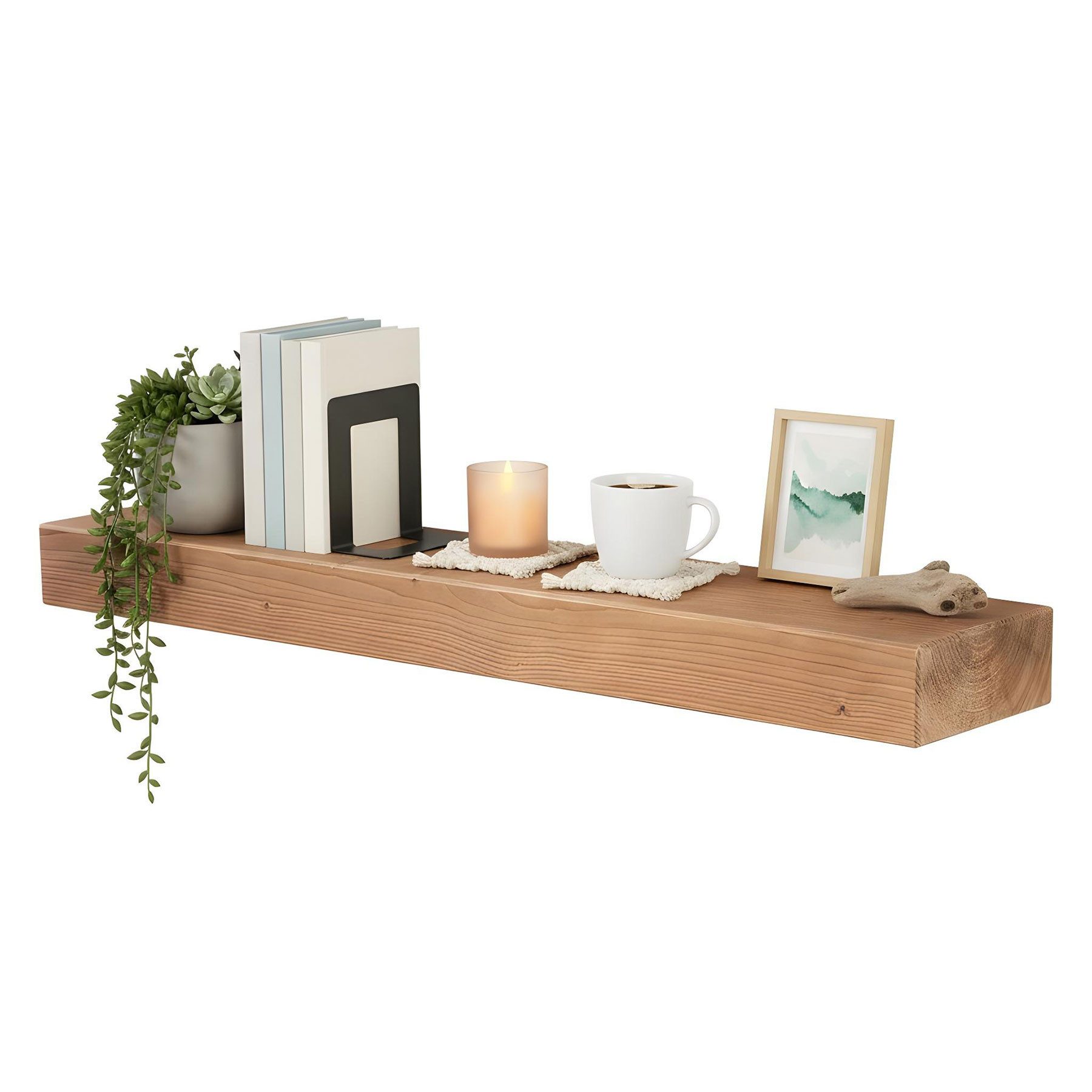 Levandeo® Wandregal, levandeo Wandregal Holz Massiv 100x20cm Eiche Farbig Wandboard Regal