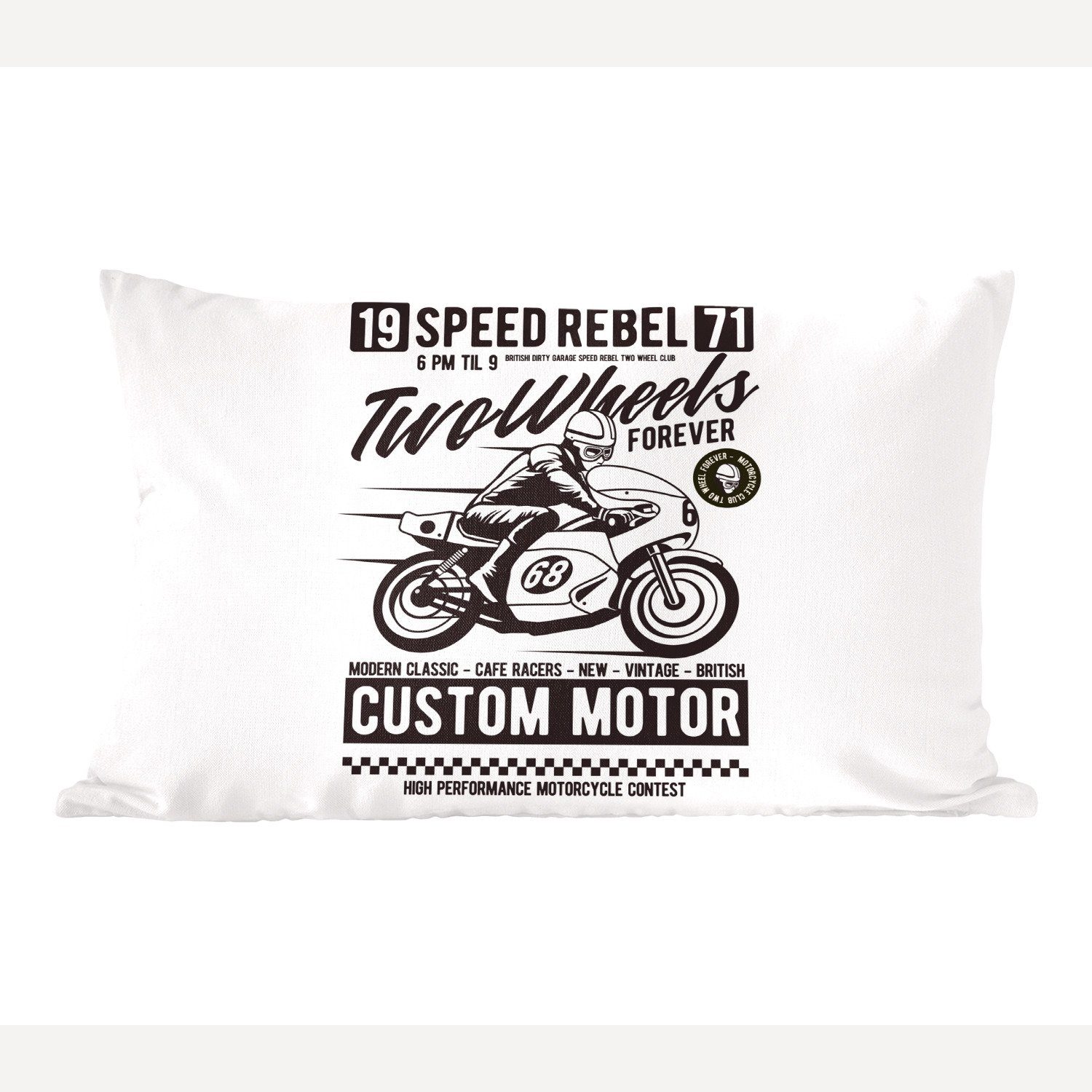 MuchoWow Dekokissen Motorrad - Mann - Helm - Vintage, Wohzimmer Dekoration, Zierkissen, Dekokissen mit Füllung, Schlafzimmer