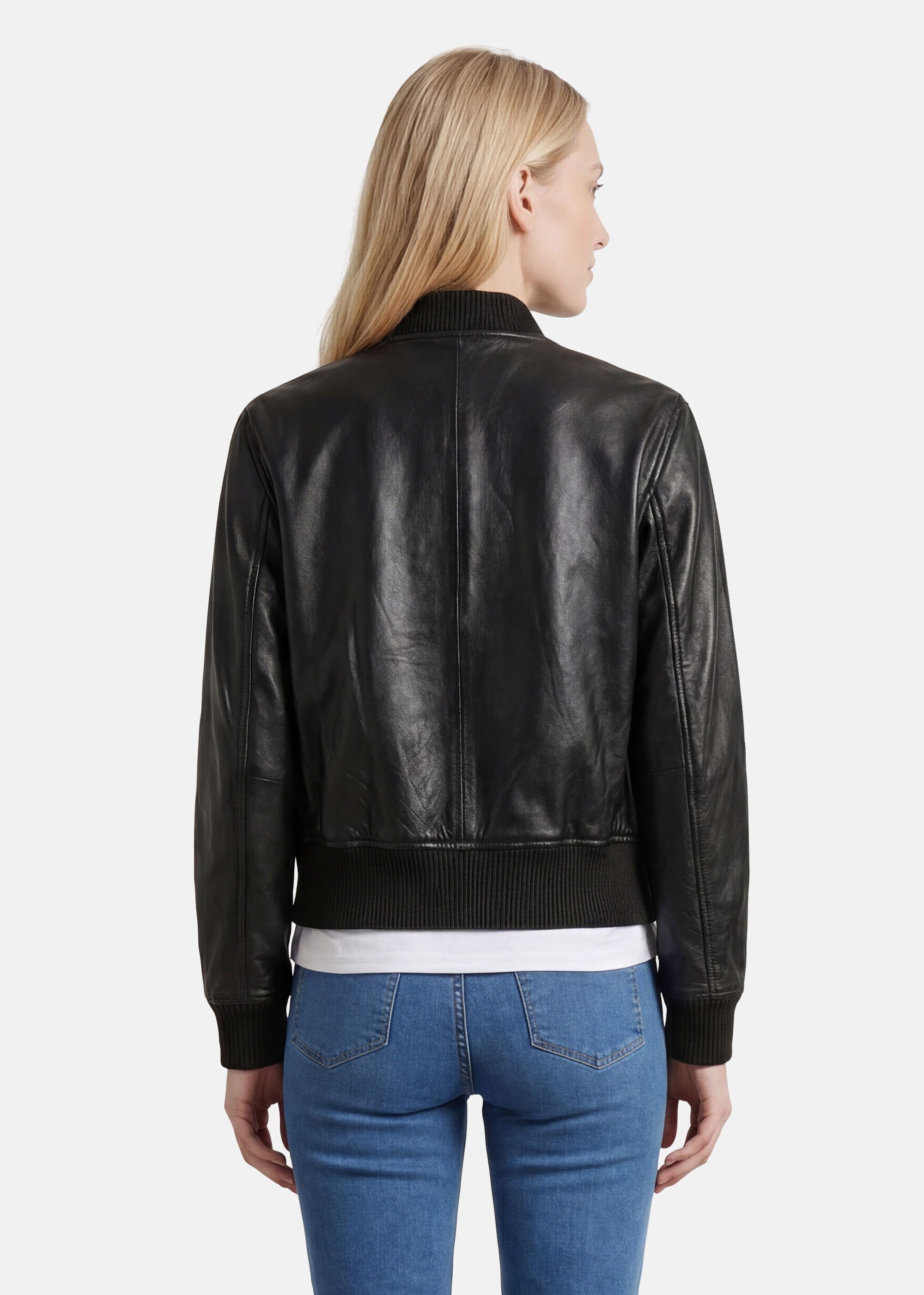 Apple of Eden Lederjacke mit Rippbündchen an den Ärmeln