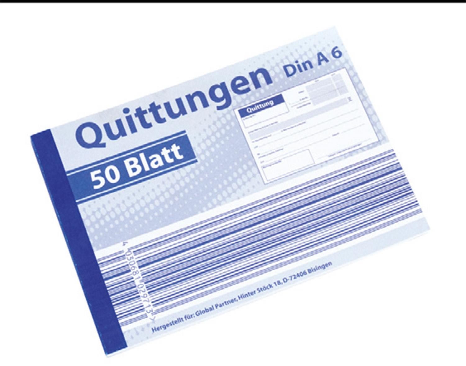 Notizblock Quittungsblock A6, 50 Blatt, Weiß, Quittung Beleg Papier DIN A6 Formular Notizblock