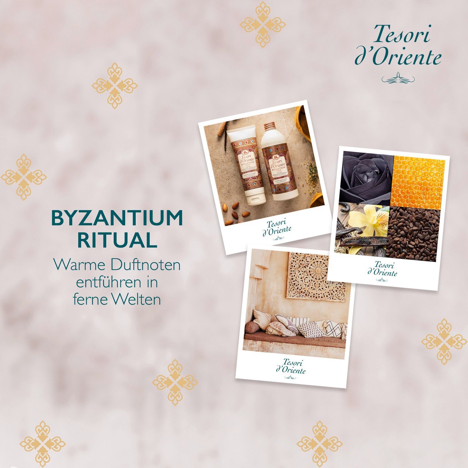 Tesori d´Oriente Duft-Set Geschenkset Byzantium de Duftkerze Toilette Cremedusche Eau 2x