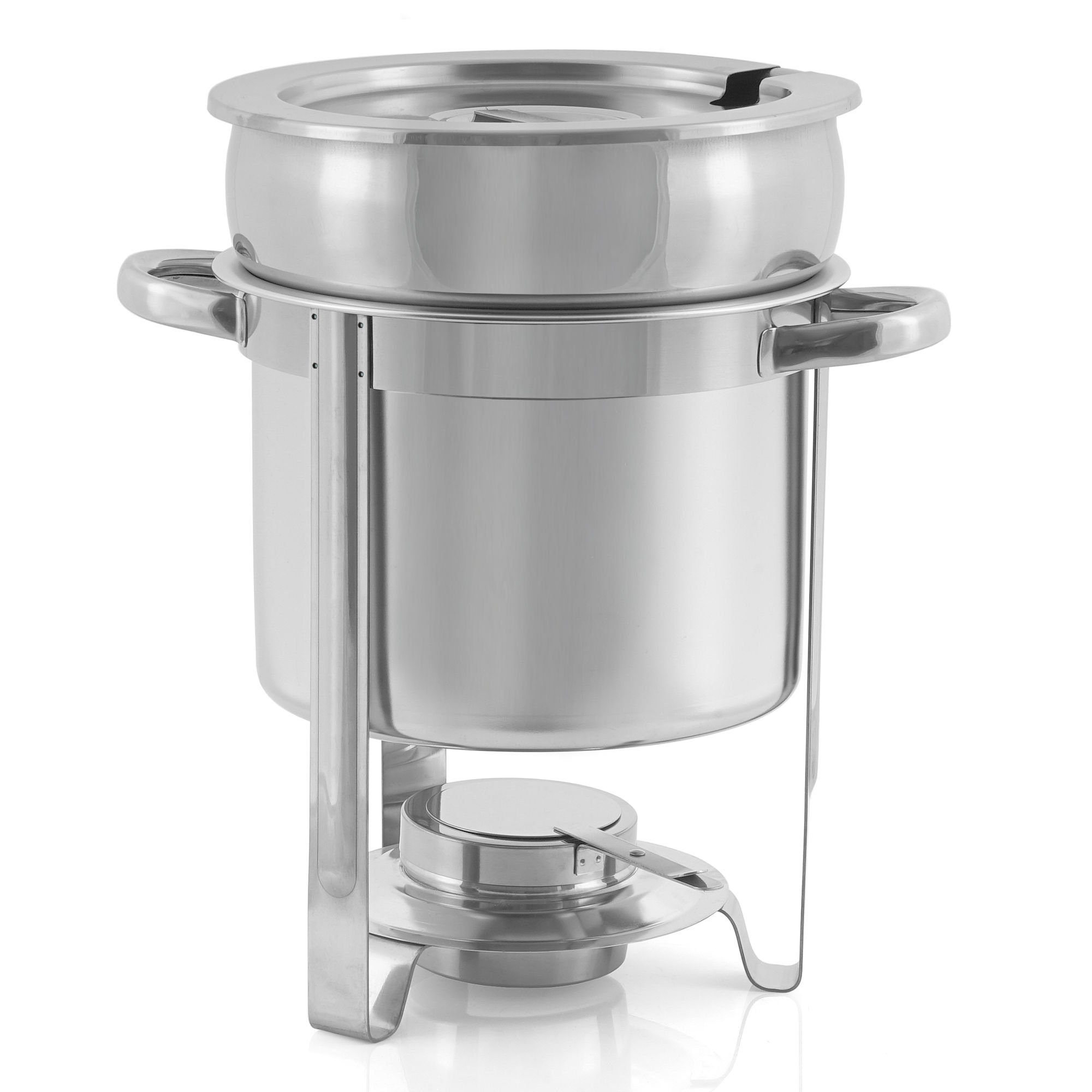 Speisenwärmer Edelstahl Chafing Dish rund 7 Liter, Warmhaltebehälter Essen