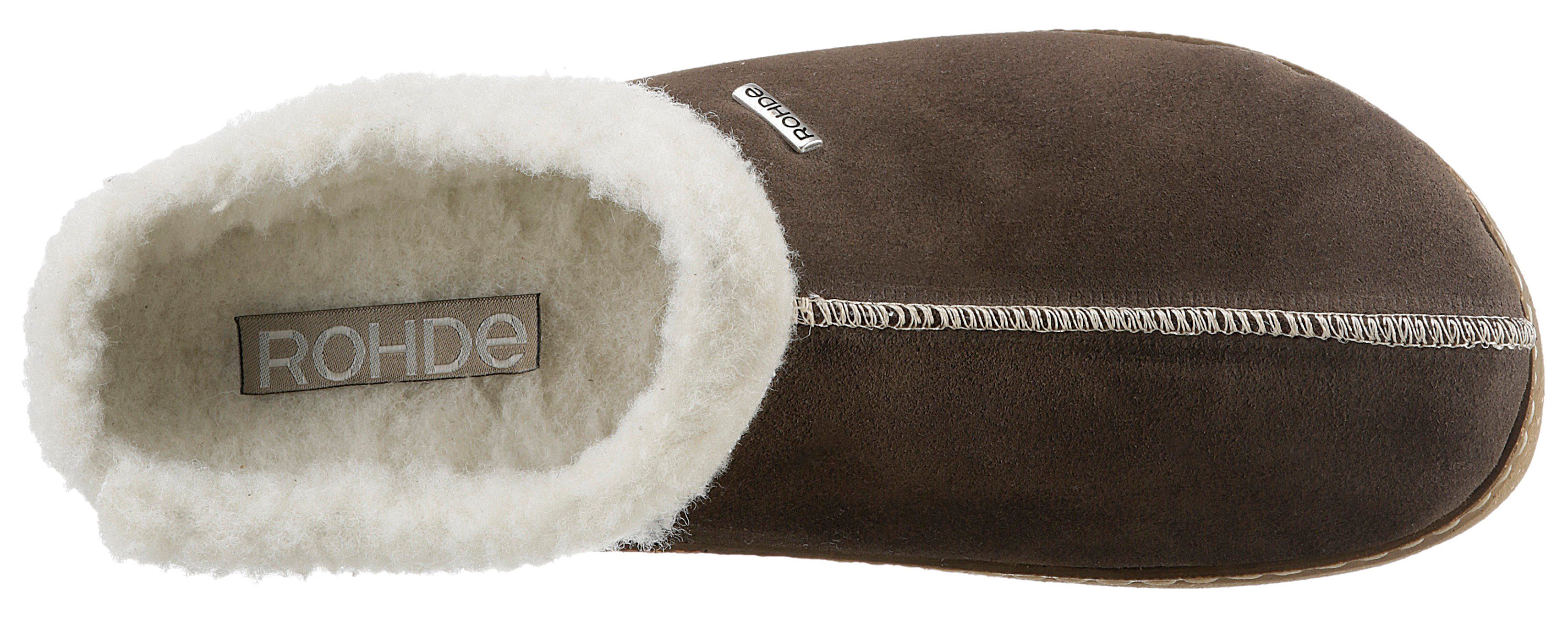 Rohde FOGGIA-D Pantoffel Hausschuh, Clog mit herausnehmbarer Innensohle aus Lammwolle