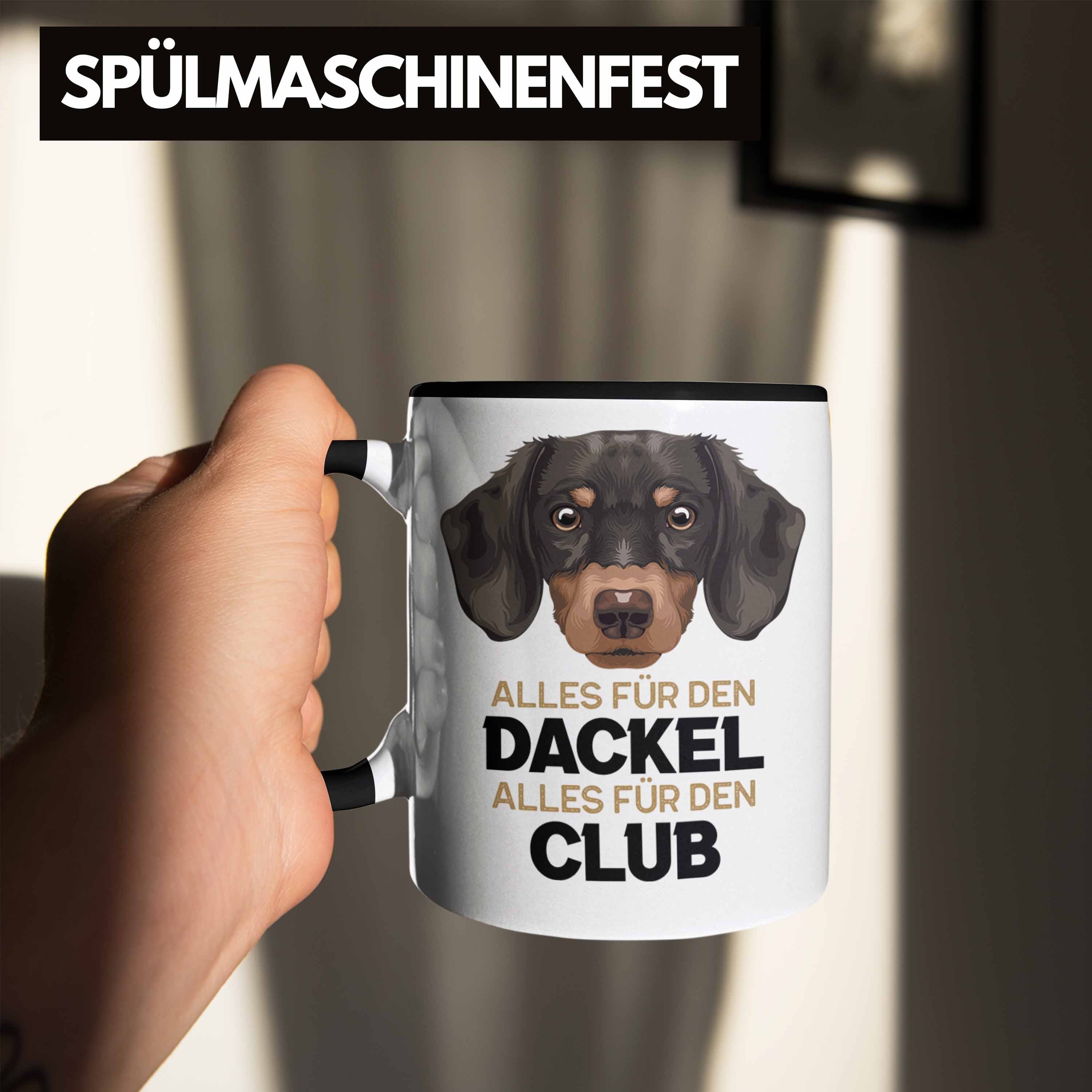 Schwarz Tasse Dackel-Besiterin Geschen für Geschenk Frauchen Trendation Grafik Tasse Dackel Mom