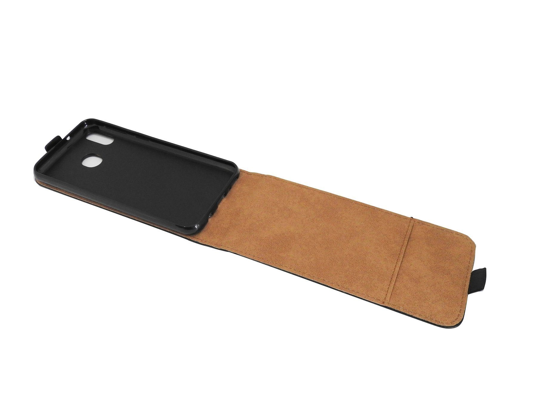 aufklappbar Schutzhülle cofi1453 Hülle Handytasche Case kompatibel mit vertikal Klapp (M305) Schwarz GALAXY M30 Handy Flip Tasche SAMSUNG