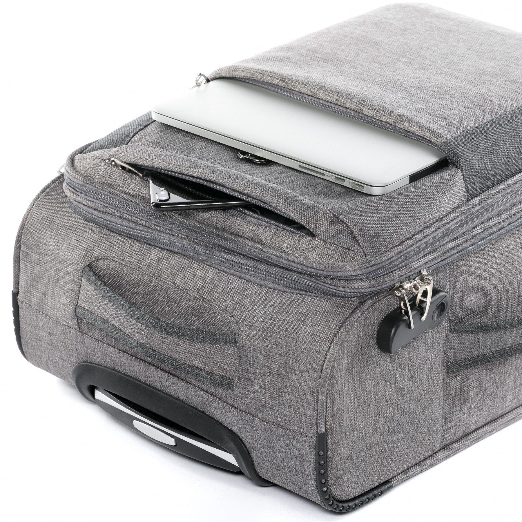 FERGÉ Koffer Weichschale Handgepäck Reisekoffer St.-Tropez, Carry On Koffer Weichschale erweiterbar 55 cm, Rollkoffer, 4 Rollen