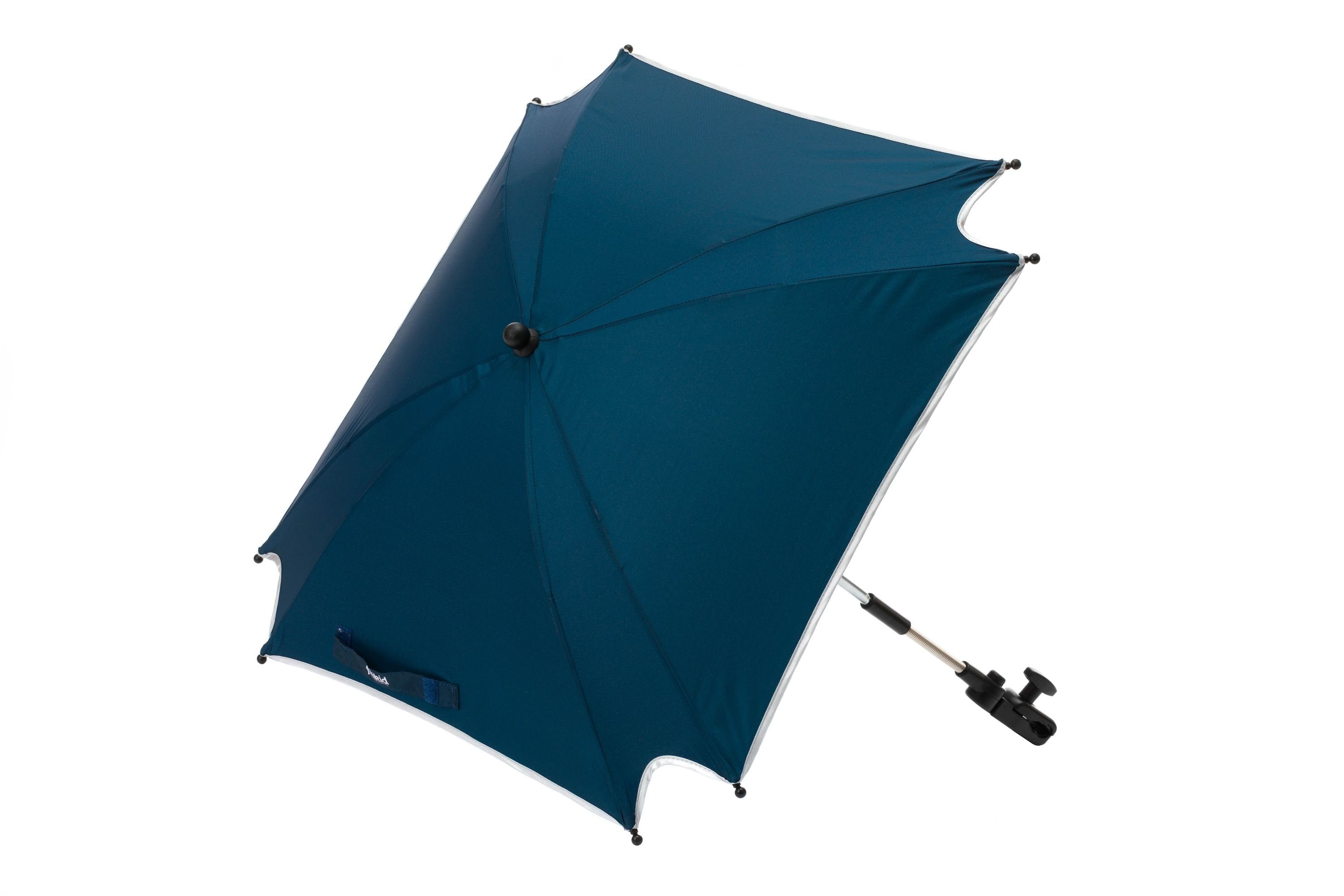 Fillikid Kinderwagen-Sonnenschutzhülle Fillikid Sonnenschirm XL Exclusiv Sonnenschutz für Kinderwagen & Buggy, UV Schutz 50+, abnehmbare Universalhalterung, Wasserdicht, passend für runde und ovale Gestelle, quadratische Form aus 100% Polyester