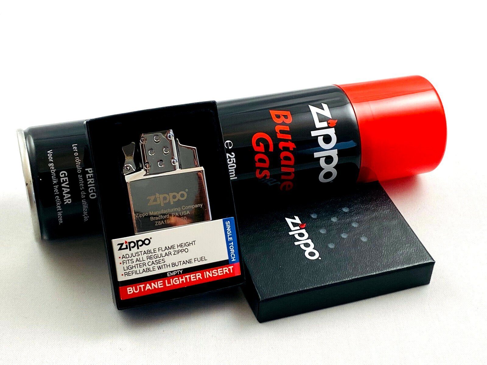 Zippo Feuerzeug Zippo Feuerzeug Lighter Double Einsatz Original Doppel Jet + 250ml Gas