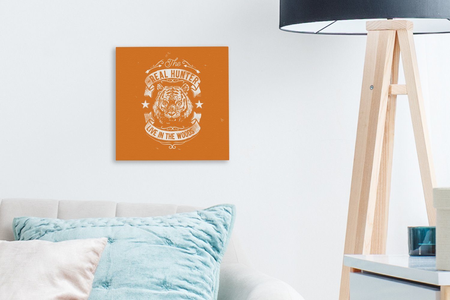 Orange, Wohnzimmer Tiger OneMillionCanvasses® (1 Leinwandbild - Jahrgang für Bilder St), Leinwand - Schlafzimmer