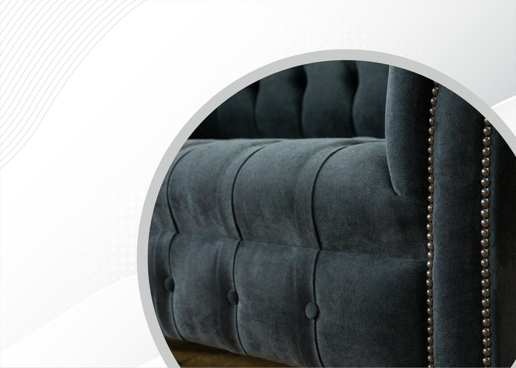 Polster JVmoebel 2 Design Sitzer Sitz Sofa Leder Sofas Stoff Chesterfield-Sofa, Moderne