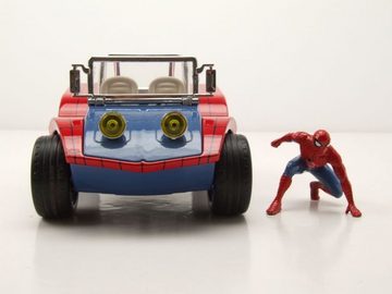 JADA Modellauto Buggy blau rot mit Spiderman Figur Modellauto 1:24 Jada Toys, Maßstab 1:24