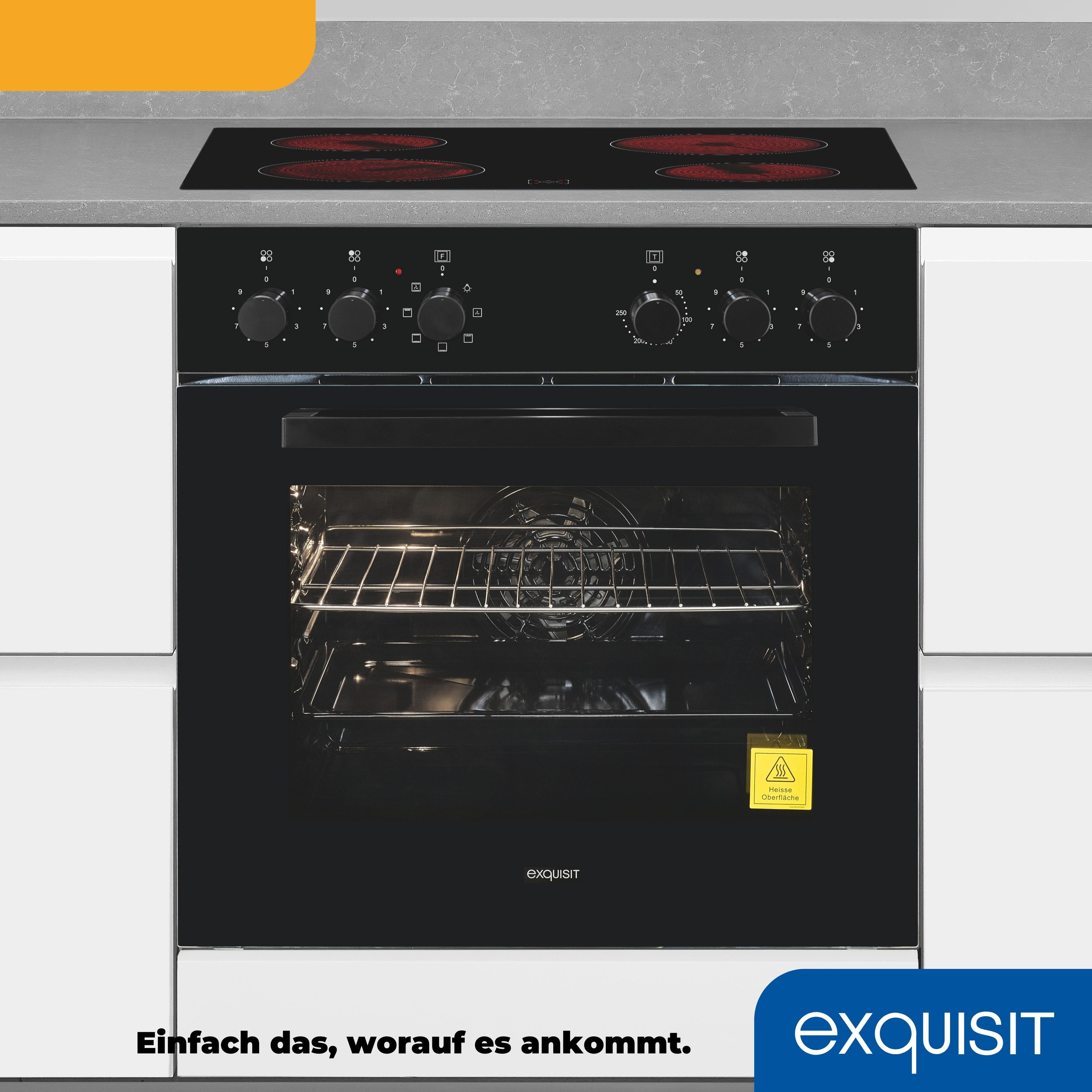 exquisit Elektro-Herd-Set EHE256-U-020 schwarz, Umluft für gleichmäßige Wärme ideal für Plätzchen auf mehreren Blechen – Bild 5 von 5