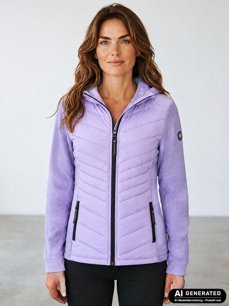 Coastguard Steppjacke Damen Hybridjacke Übergangsjacke - Leichte Jacke mit Fleece und Stepp Velvet-Fleece mit Stepp, Angeschnittene Kapuze, Reißverschluss-Taschen