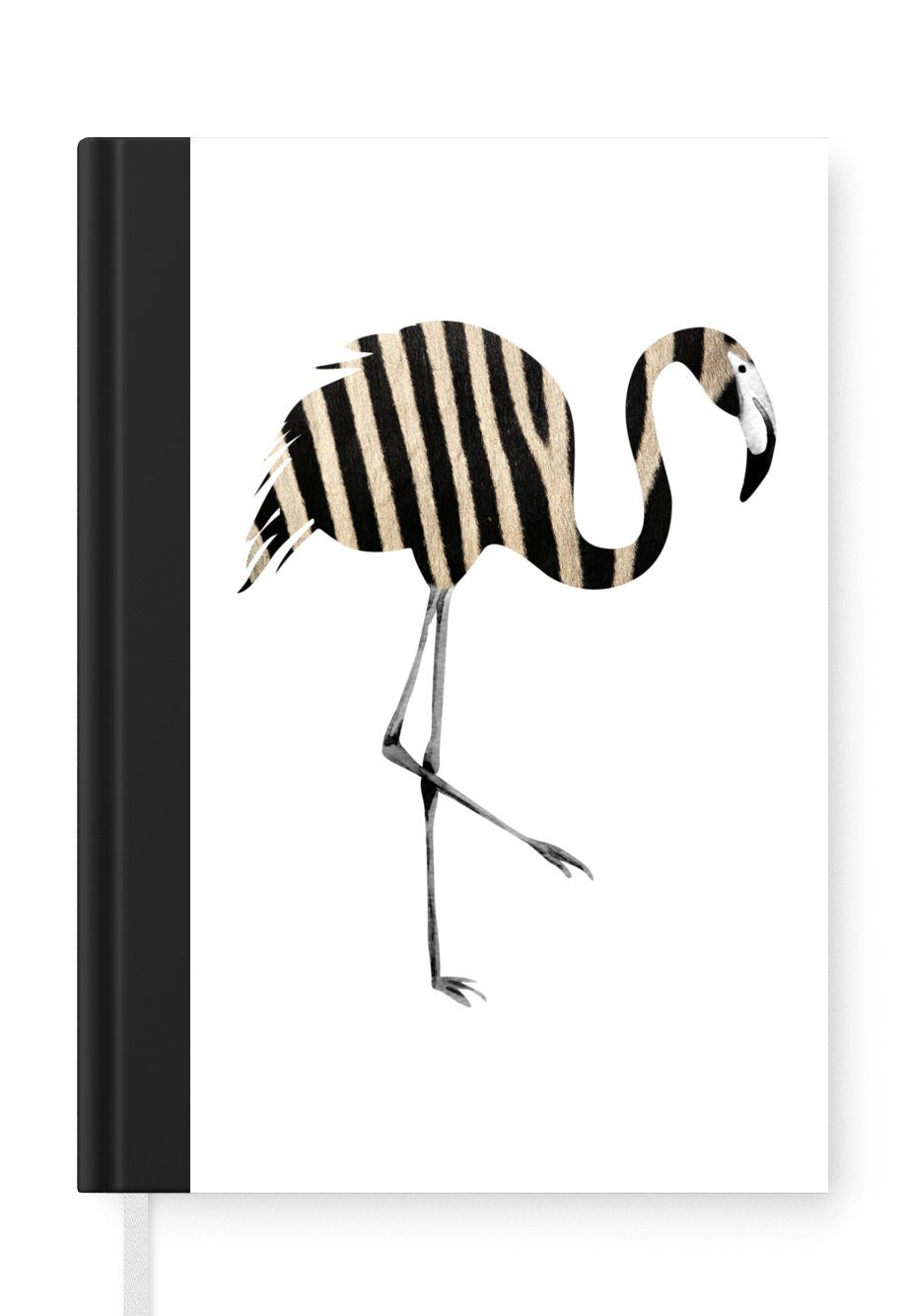 MuchoWow Notizbuch Flamingo - Zebra - Schwarz und weiß, Journal, Merkzettel, Tagebuch, Notizheft, A5, 98 Seiten, Haushaltsbuch