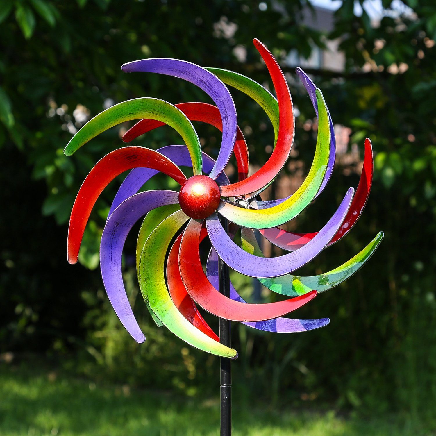 MARELIDA Deko-Windrad Doppel Windrad Gartendeko Metall Windspiel H: 140cm  bunt (1 St), Auffallendes Doppel Windrad