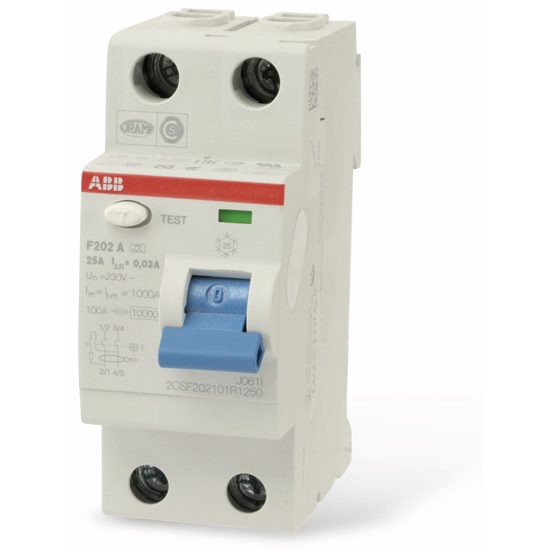 ABB Personenschutzstecker ABB Fehlerstrom-Schutzschalter F202A-25/0,03