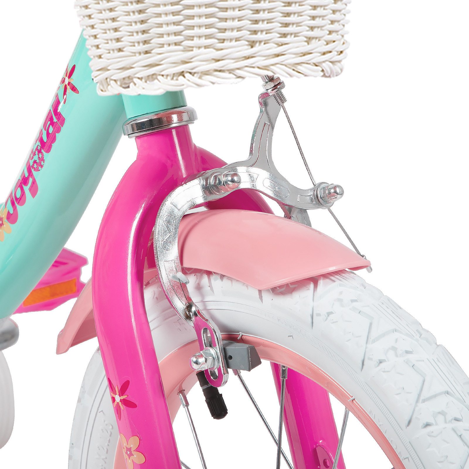 JOYSTAR Children's Bicycle 12 14 16 18 inch Girls' Bicycle, 3 - 9 Years, Gift for Princess, 1 Speed, Doll Bike Seat & Training Wheels & Basket Streamer, 18 inch with Training Wheels