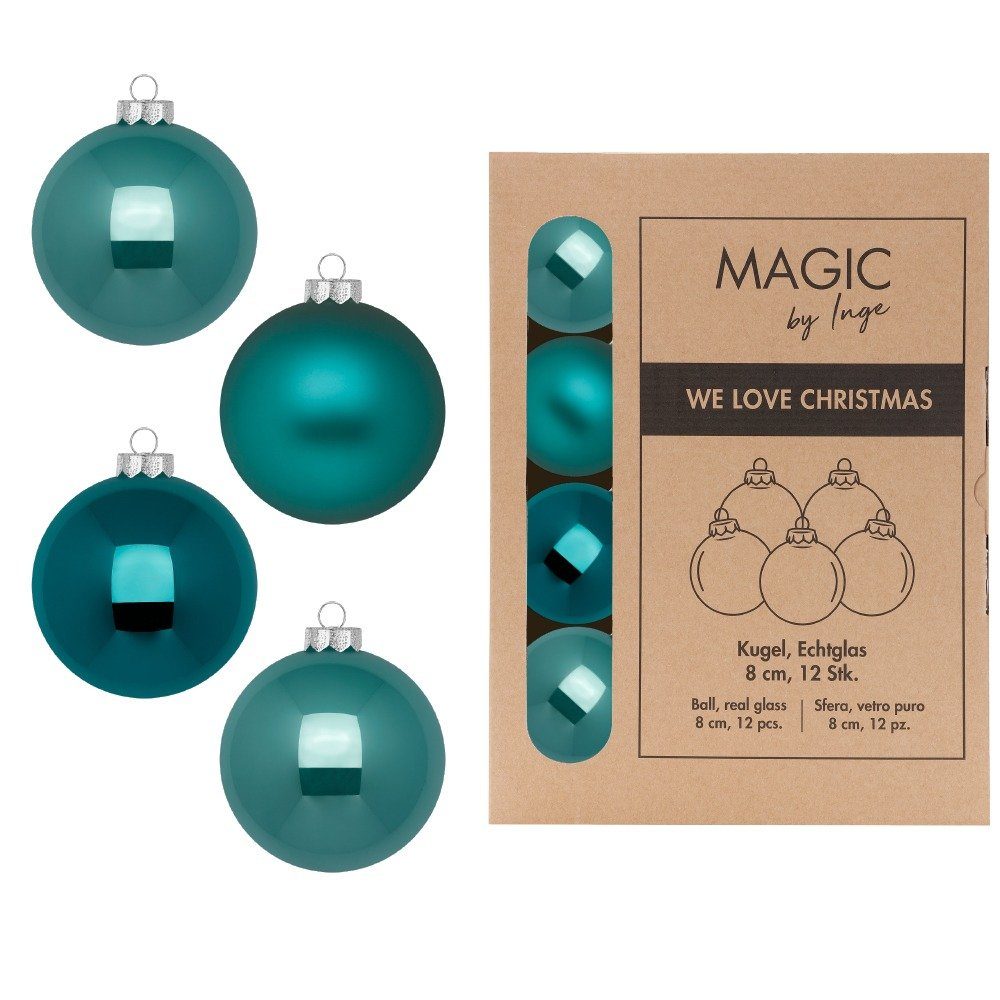 MAGIC by Inge Weihnachtsbaumkugel, Weihnachtskugeln Dark Glas Stück 8cm - Emerald 12