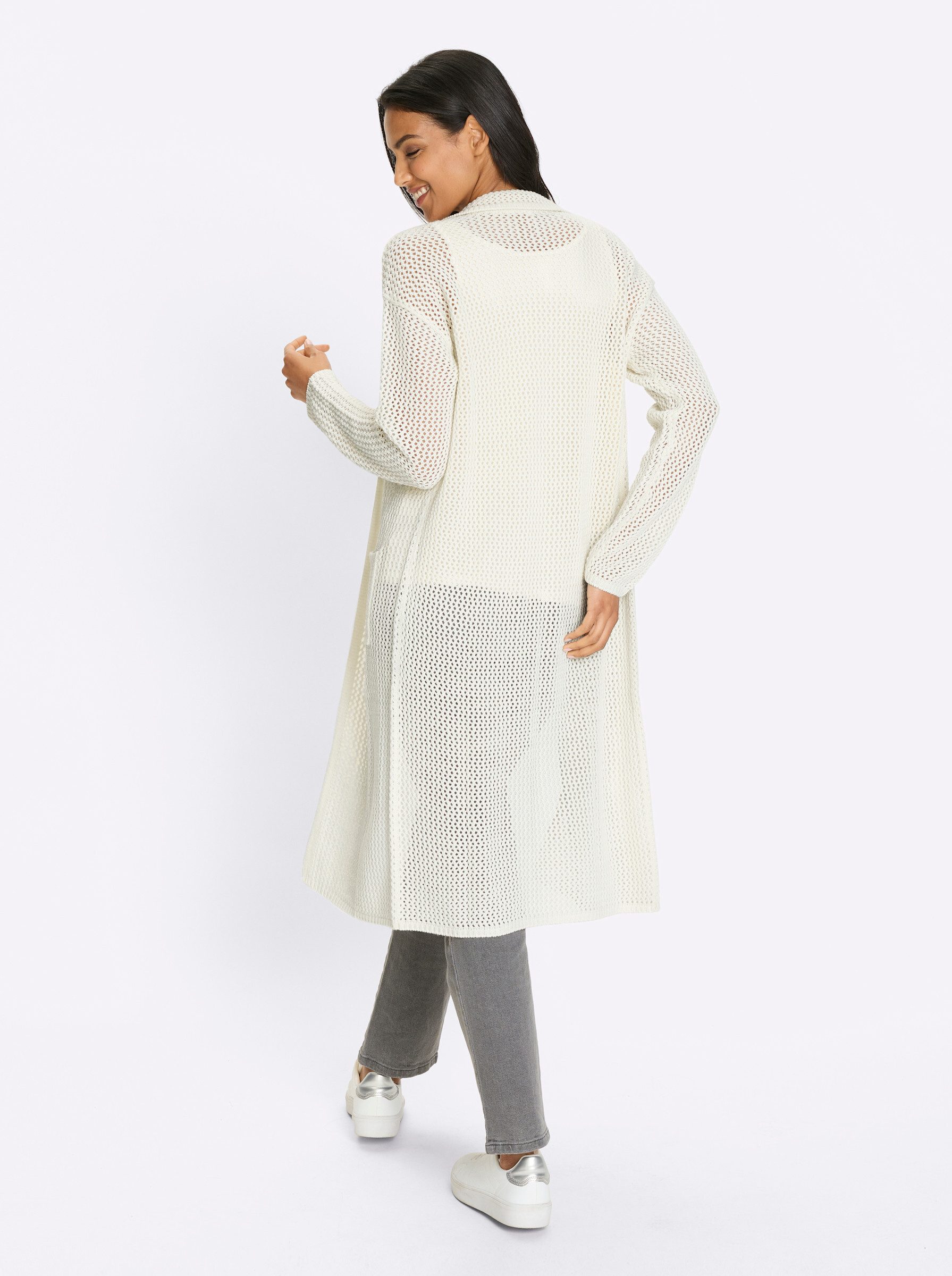 Sieh an! Strickjacke Strickmantel Langarm Ajour günstig online kaufen