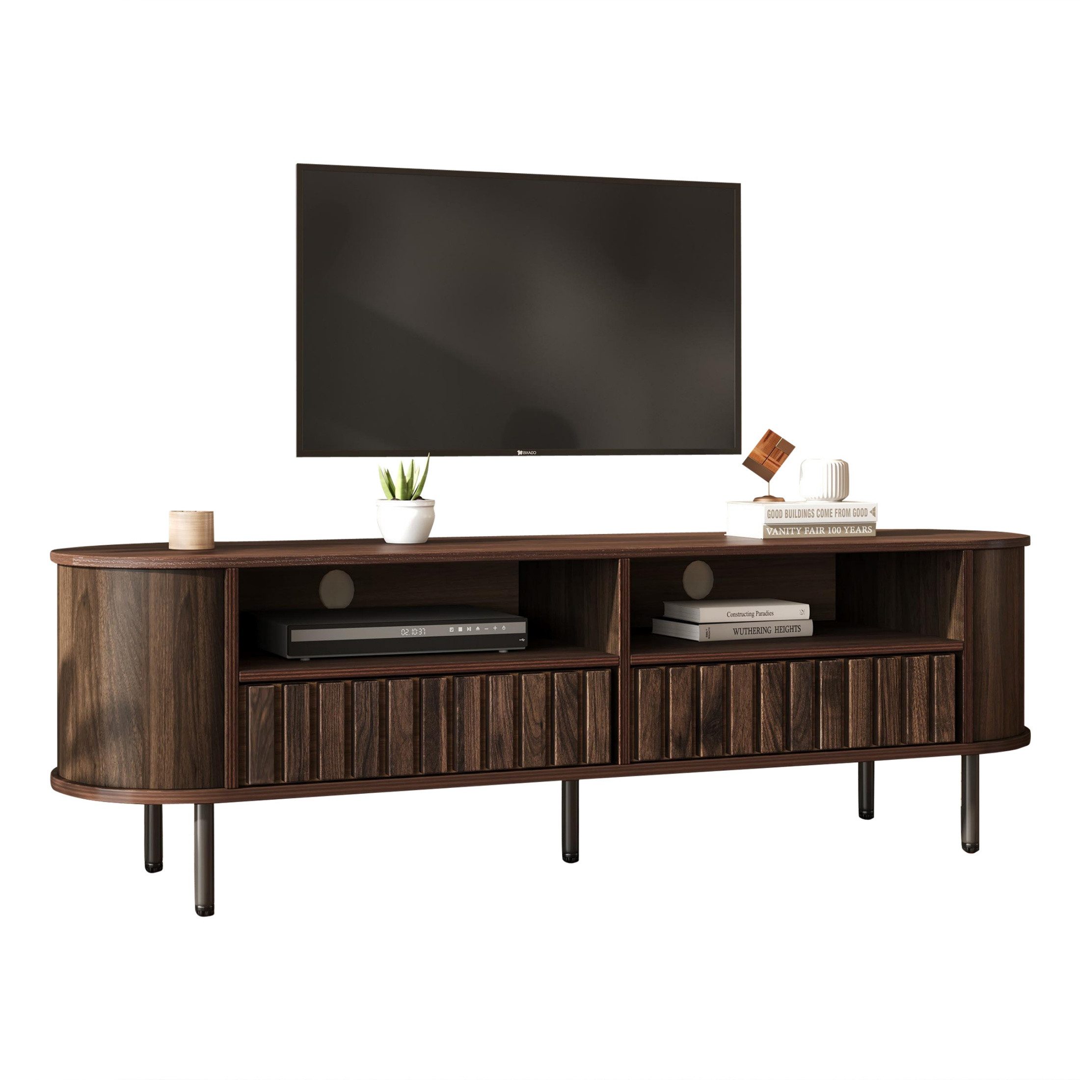 autolock Lowboard TV-Schrank TV-Ständer mit 2 Schubladen 5 Stützbeinen für 65-Zoll-TV (160*40*48 cm, MDF), TV-Board Fernsehschrank Kommode für Wohnzimmer Schlafzimmer