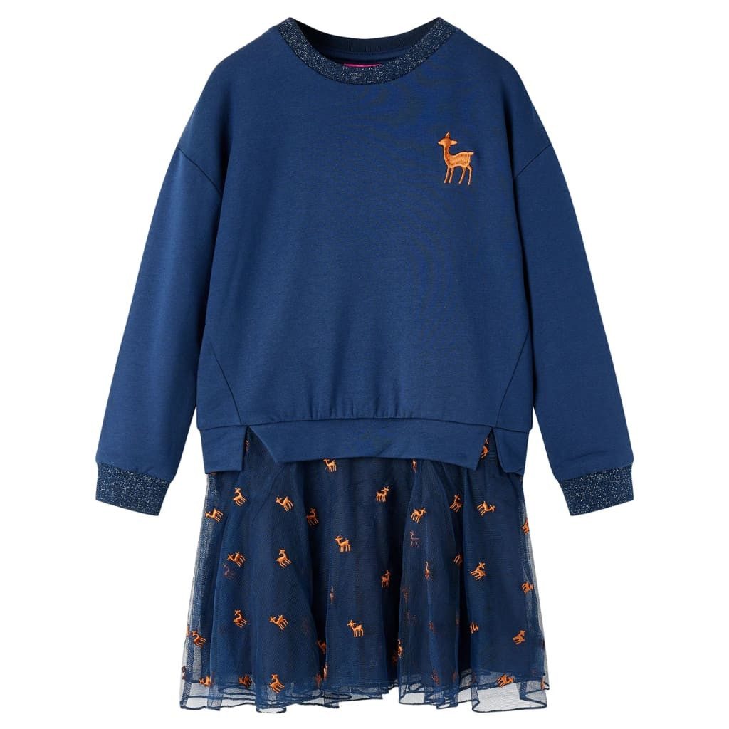 Druckkleid Kinderkleid mit Langen Ärmeln Marineblau 92