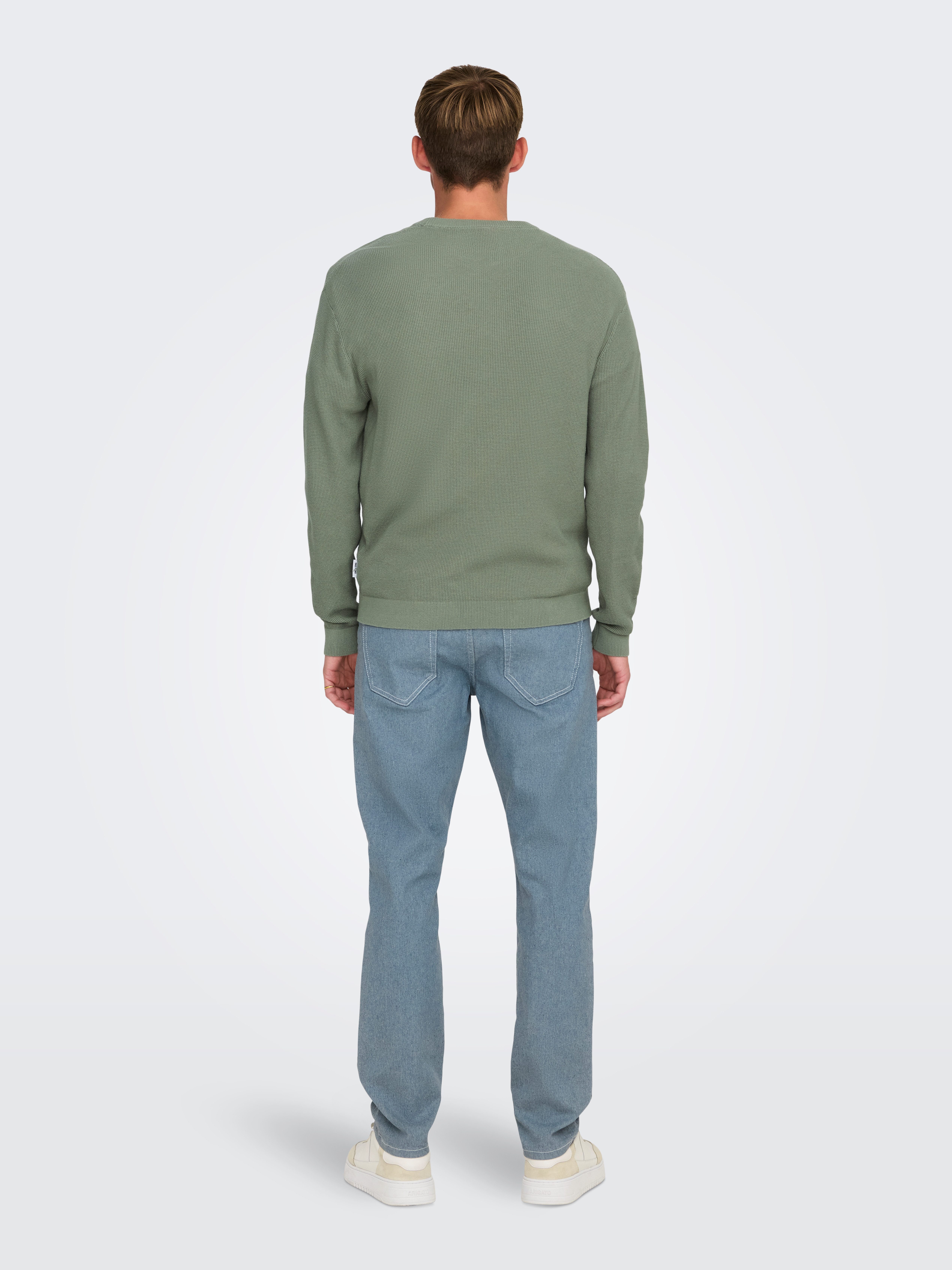 ONLY & SONS Rundhalspullover ONSTONY DS 12 LS WAFFLE CREW KNIT Baumwolle, relaxed fit
