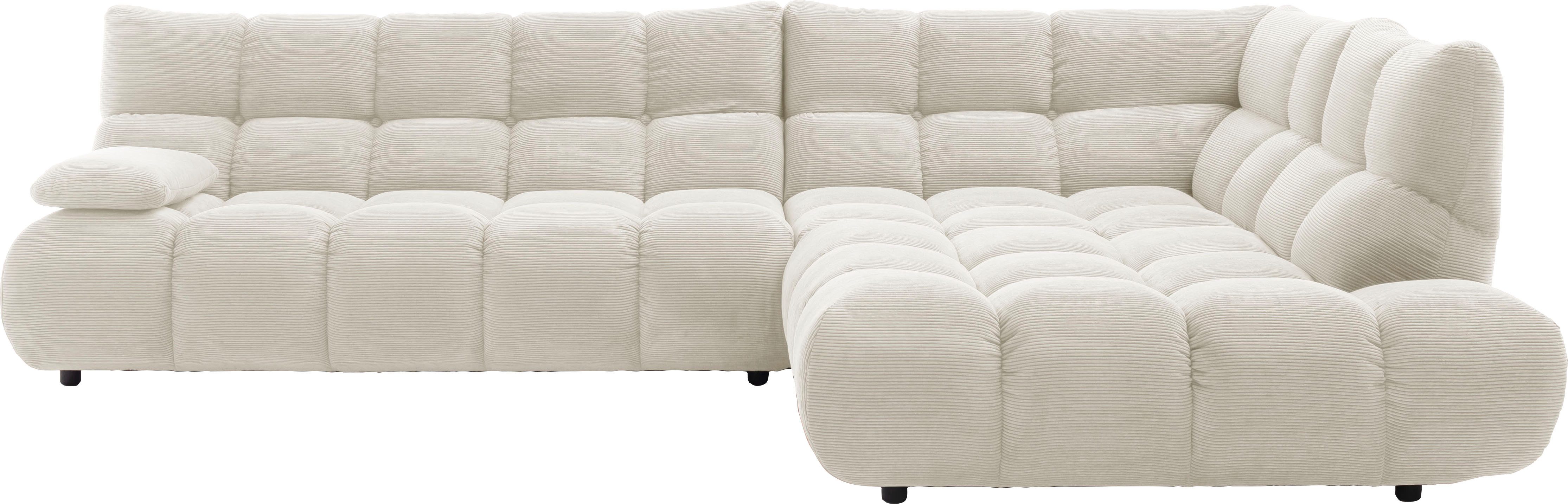 Home affaire Ecksofa Cozy Bubble, mit klappbarer Armlehne, Breite 324 cm, mit eleganter Steppung, Rundumbezug & weicher Polsterung