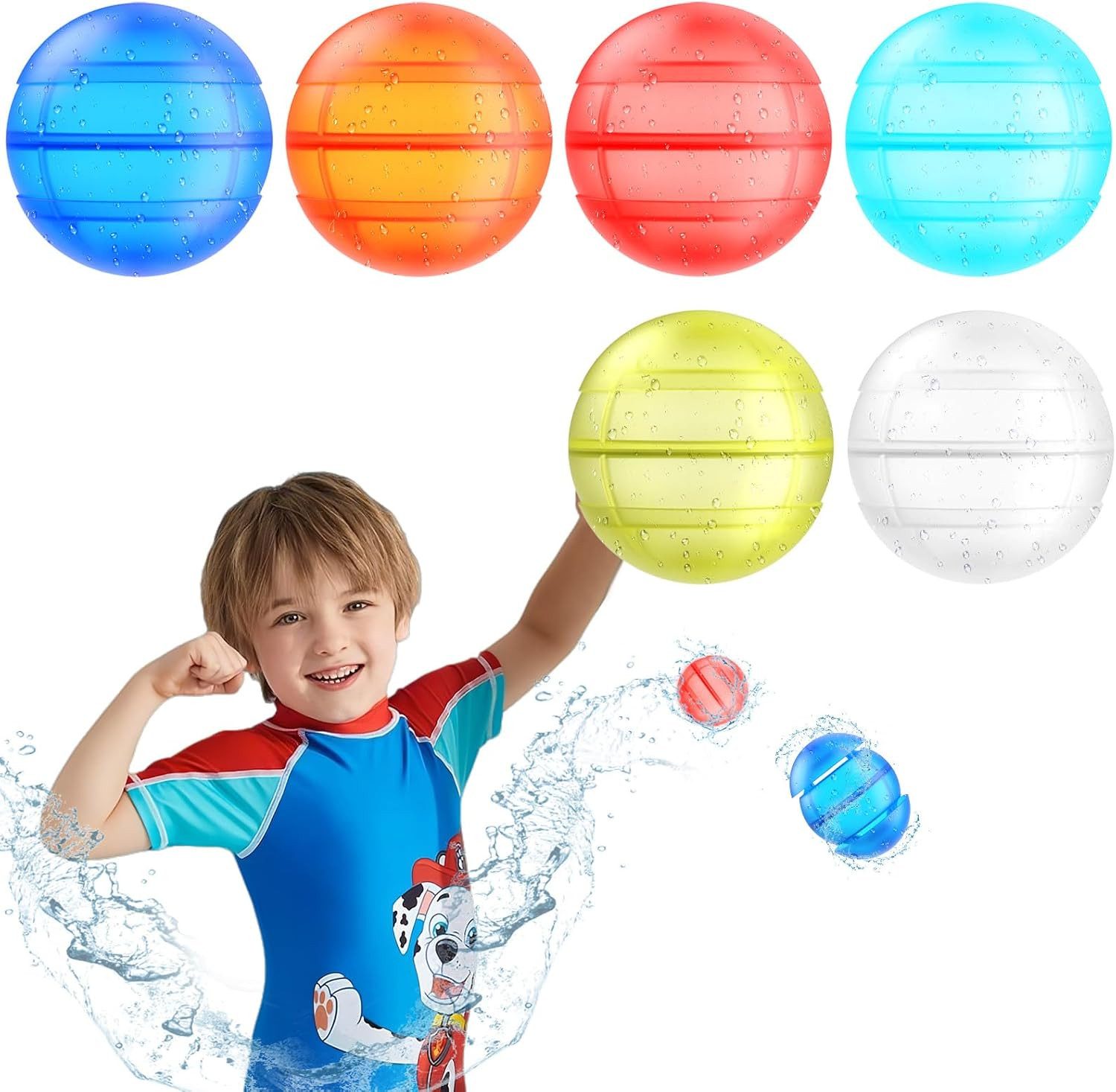 Coonoor Wasserball Wiederverwendbare Wasserbälle für Outdoor Sommerpartys (6-St)