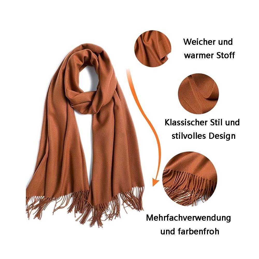 GelldG Schal unifarben Herbst Quasten/fransen dunkelgrün Warm mit Damen Schal