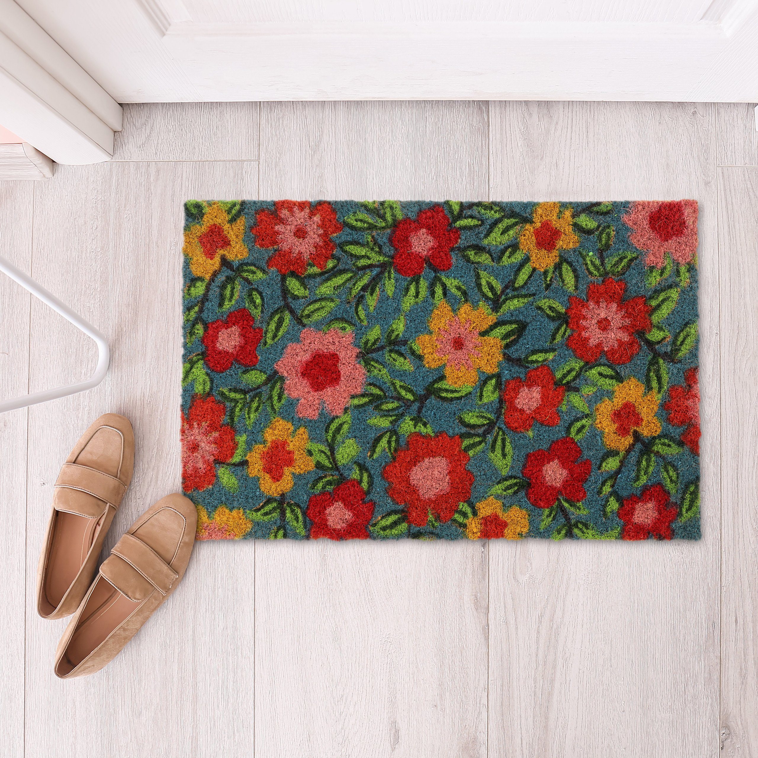 relaxdays Fußmatte Kokos Blüte, Höhe: 15 günstig online kaufen