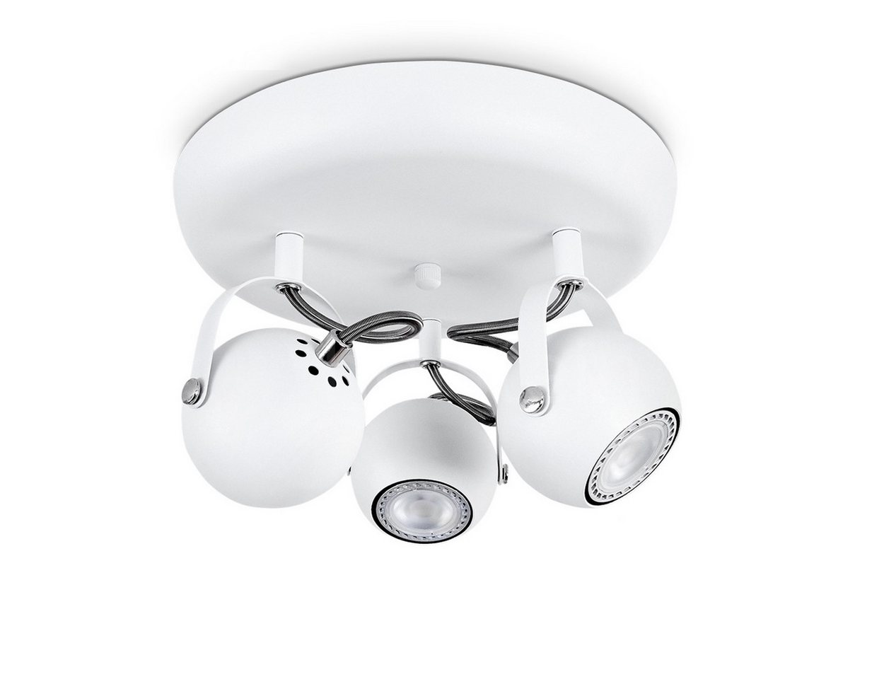 hofstein Deckenleuchte »Aquilea« Deckenlampe aus Metall in Weiß/Chromfarben, ohne Leuchtmittel, 3000 Kelvin, moderne Leuchte mit verstellbaren Spots, 3xGU10, Ø25, 5cm