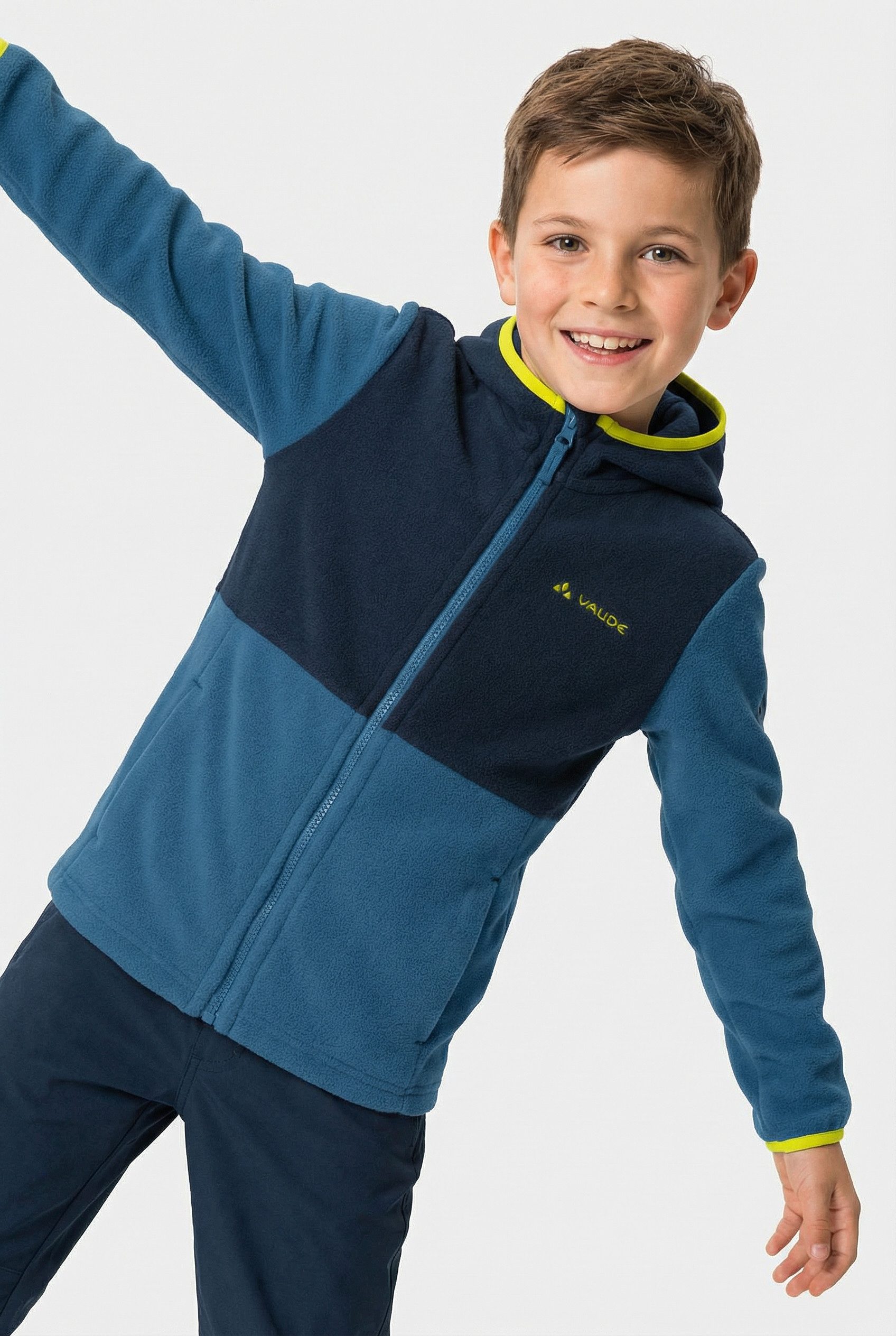 VAUDE Kapuzenfleecejacke KIDS PULEX HOODED JACKET II mit Kapuze, atmungsaktives Material, mit Eingrifftaschen