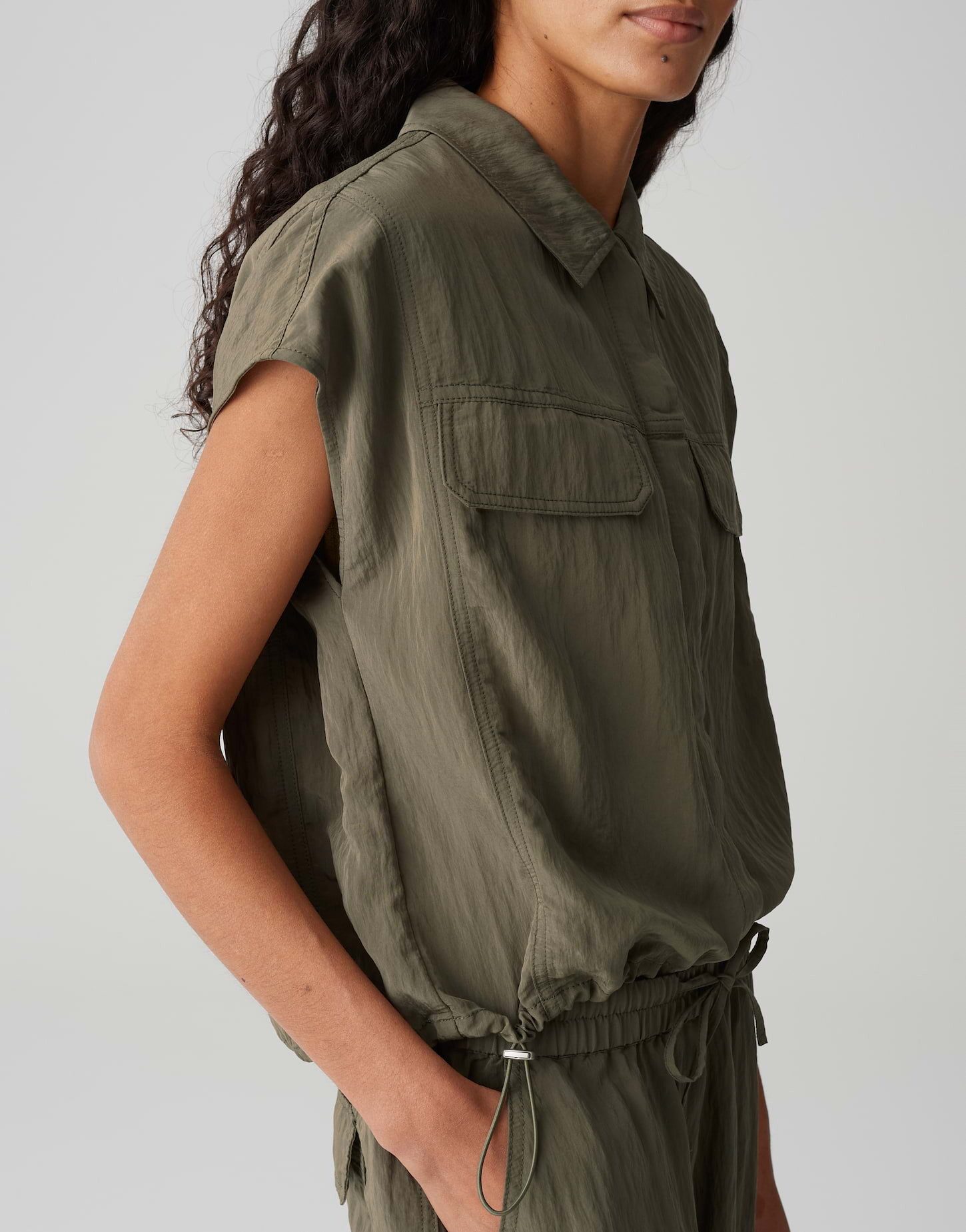 OPUS Kurzarmbluse FROPI Regular mit Utility Details