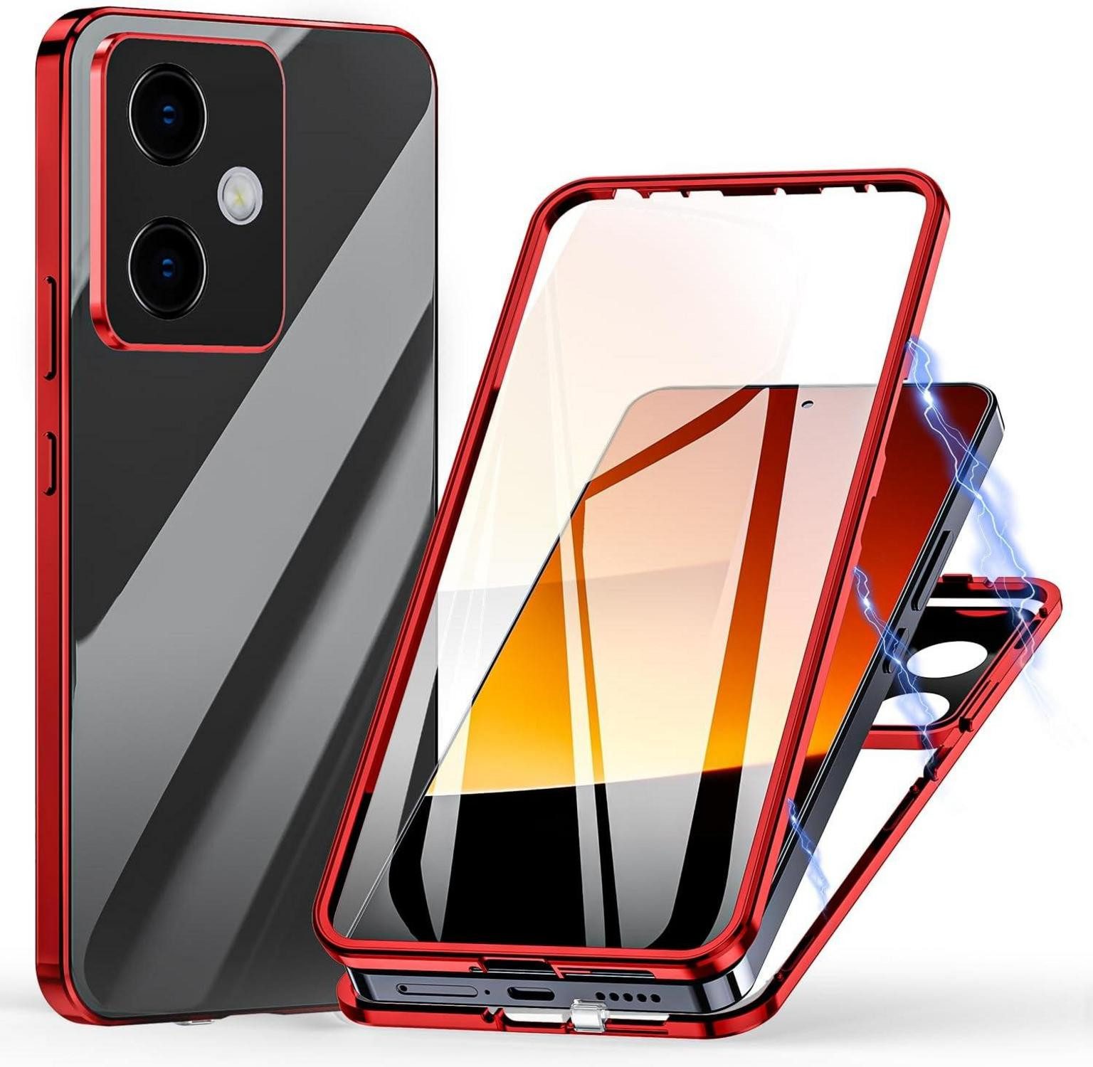 LuxusKollektion Displayschutzglas Hülle für Xiaomi Redmi Note 13 Pro Plus 360 Grad Schutz Magnetisch