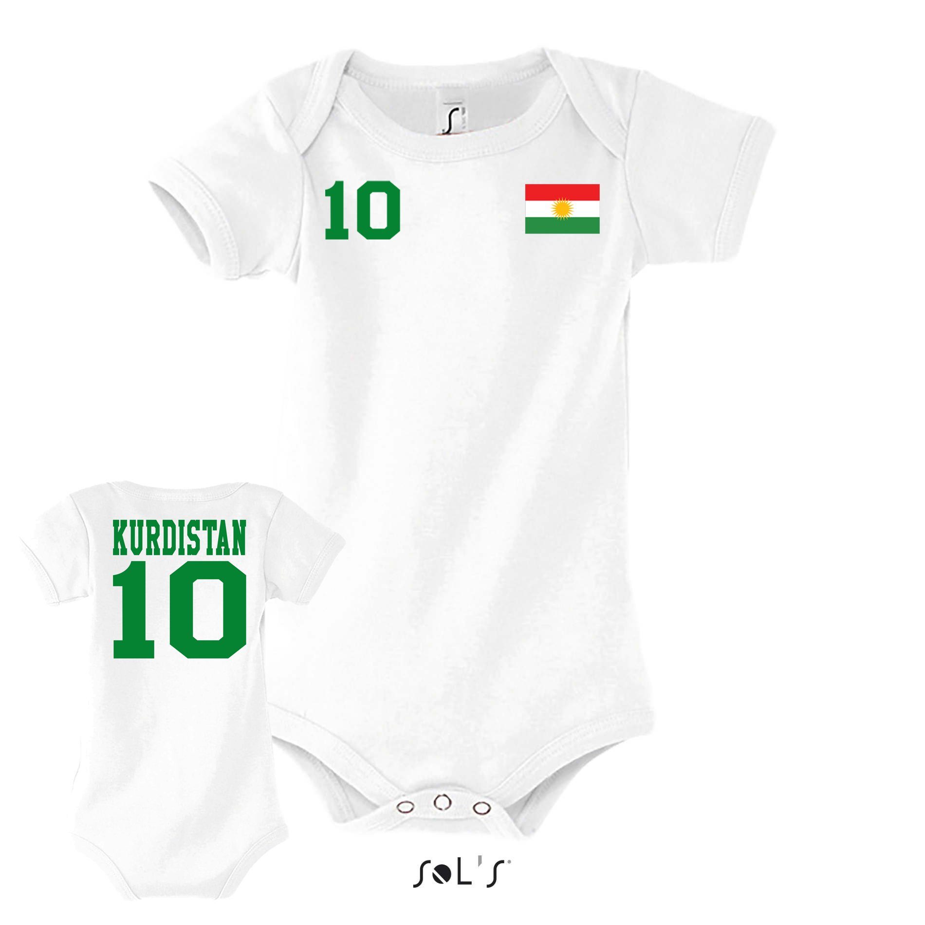 Blondie & Brownie Strampler Kinder Baby Kurdistan Fan Sport Trikot Fußball Meister WM