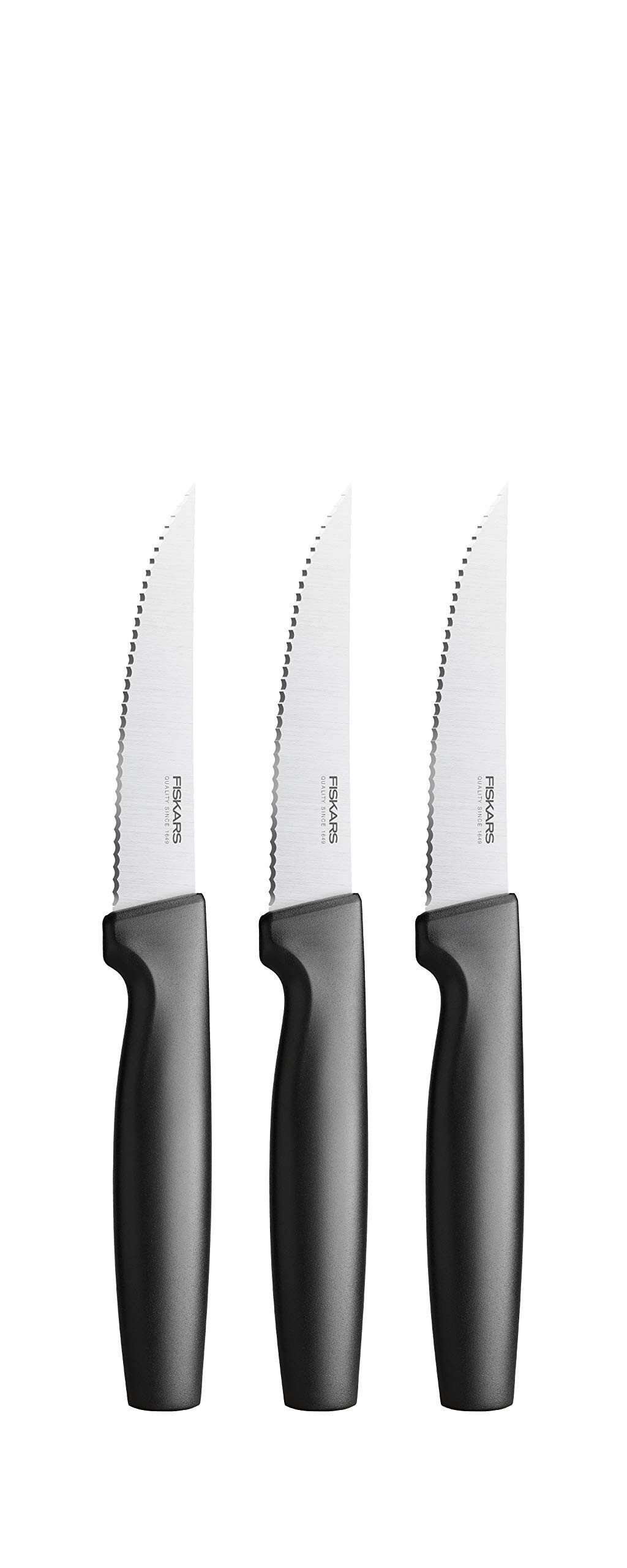 Fiskars Steakmesser Steakmesser-Set, 3-teilig, Edelstahl/Kunststoff, Schwarz Functional Form Design, ideal für Fleischgerichte