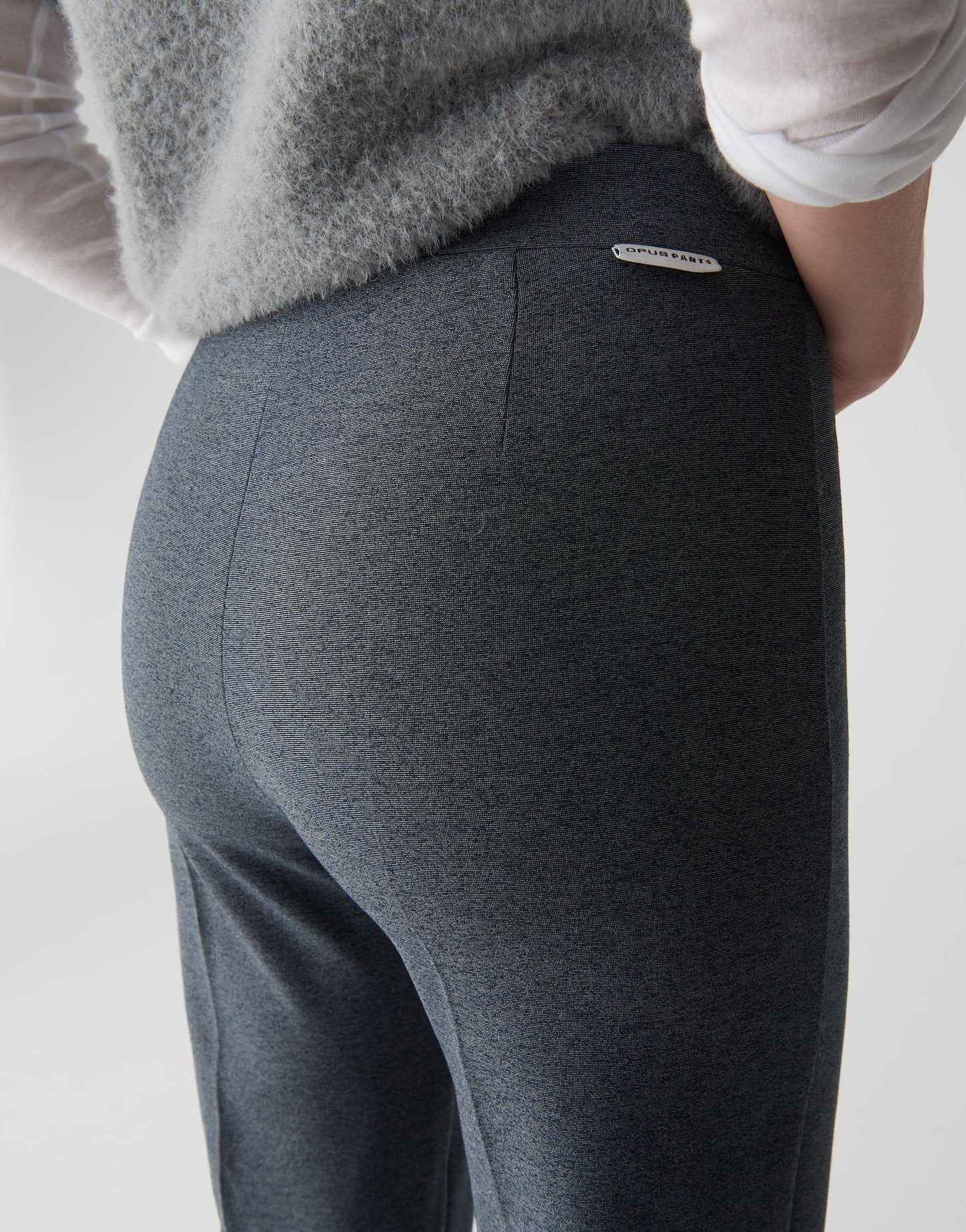 OPUS PANTS Schlupfhose ELLINA aus elastischem Viskose Mix Mid Rise, Ankle, dezente Tweedoptik