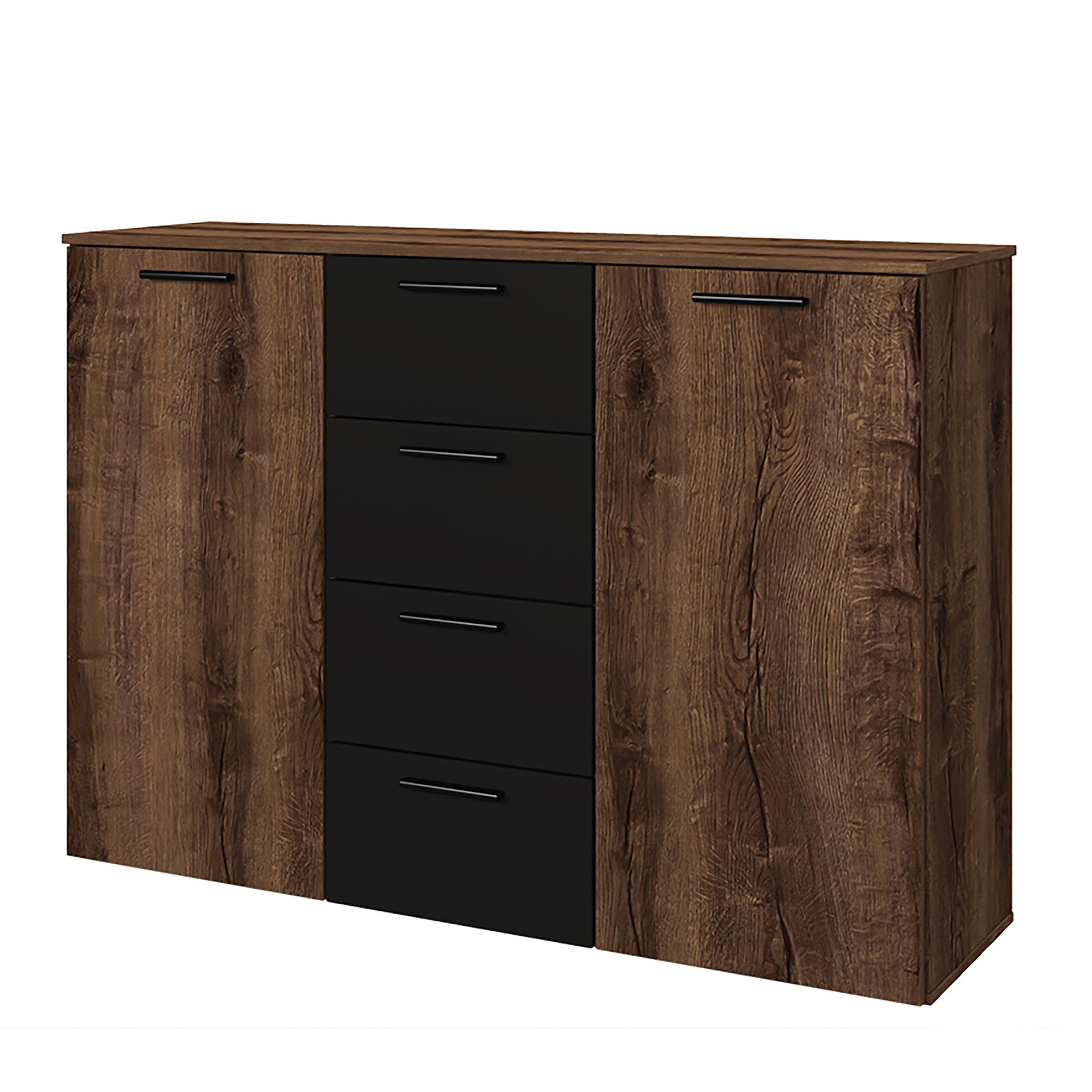 Masseno Kommode BETTINA 132 cm Sideboard mit 4 Schubladen und 2 Türen bunt