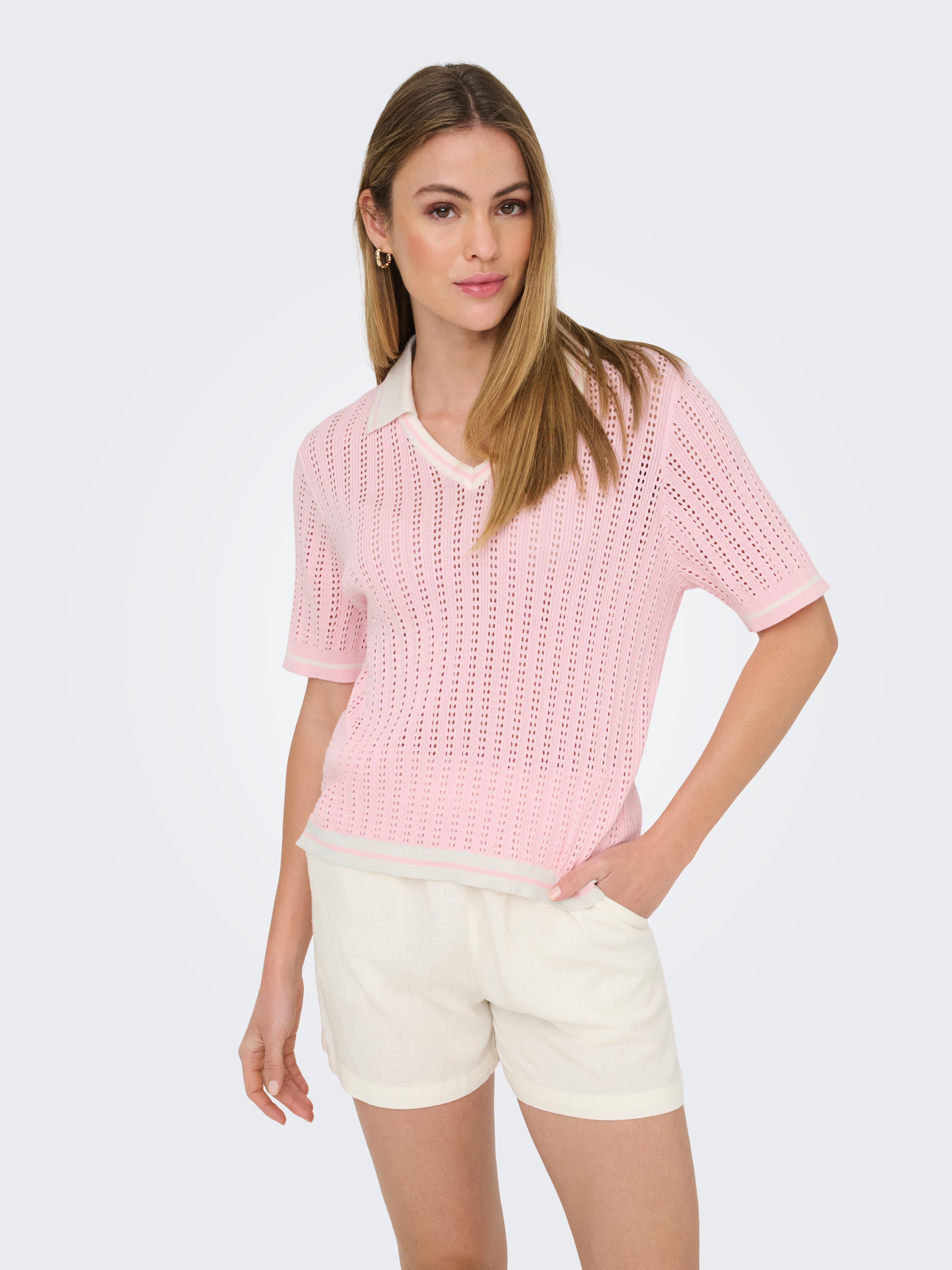ONLY Polokragenpullover ONLSPORTI SS POLO KNT NOOS Baumwolle, regular fit