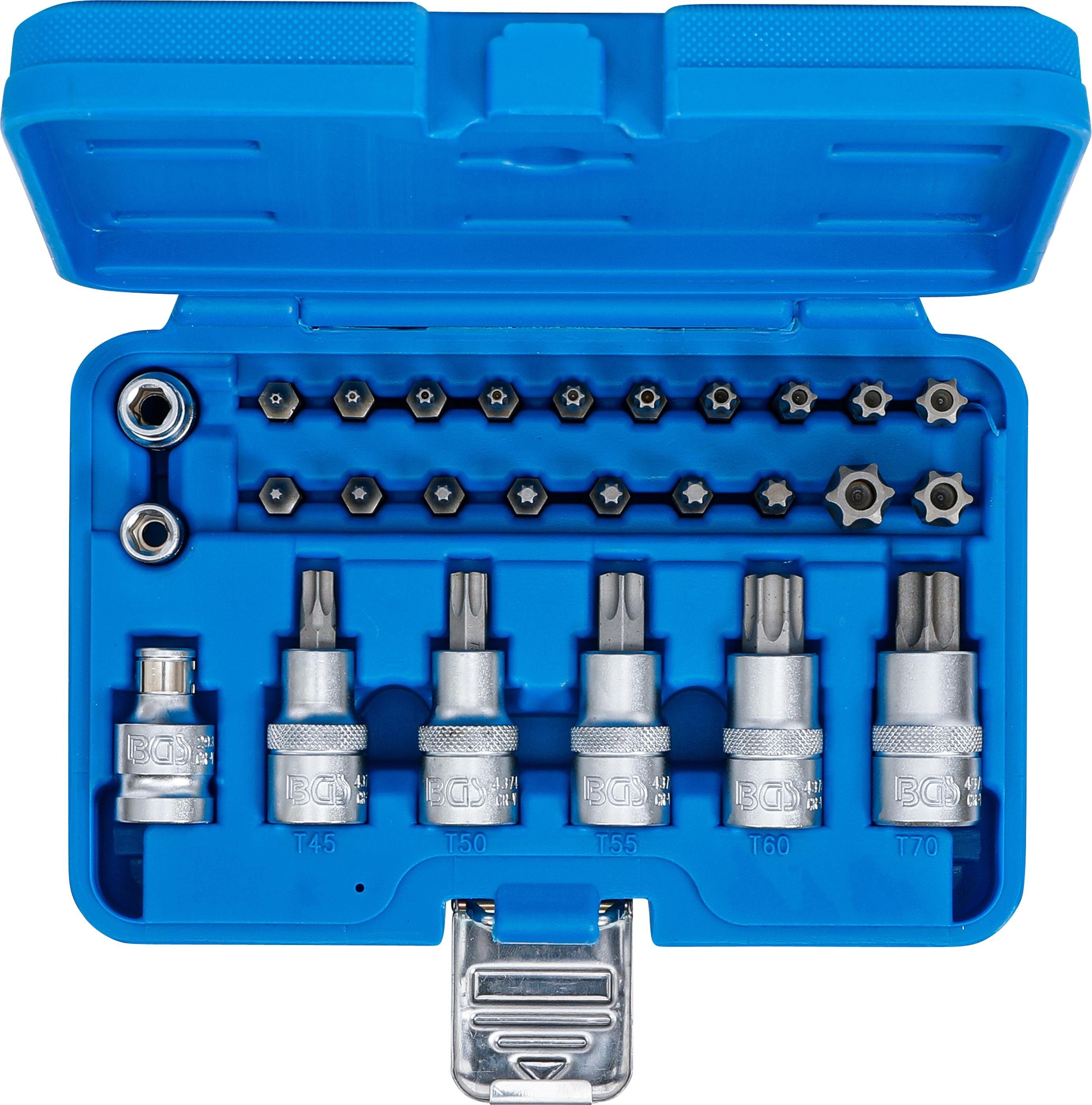 BGS technic mm Bit- und (für 27-tlg. Bit-Einsatz-Satz, 12,5 T-Profil Bit-Schraubendreher (1/2), Torx)