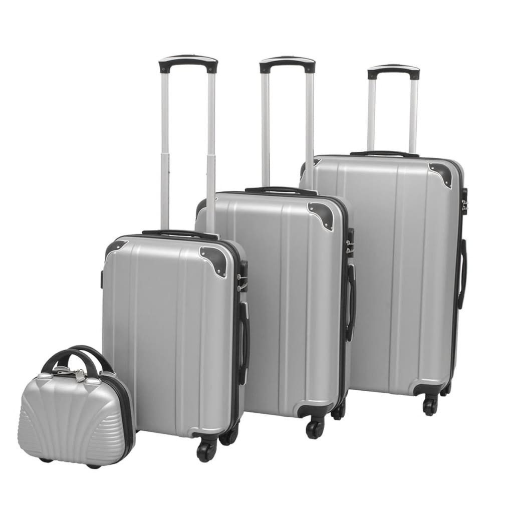Trolleyset Vierteiliges Hartschalen-Trolley-Set Silber